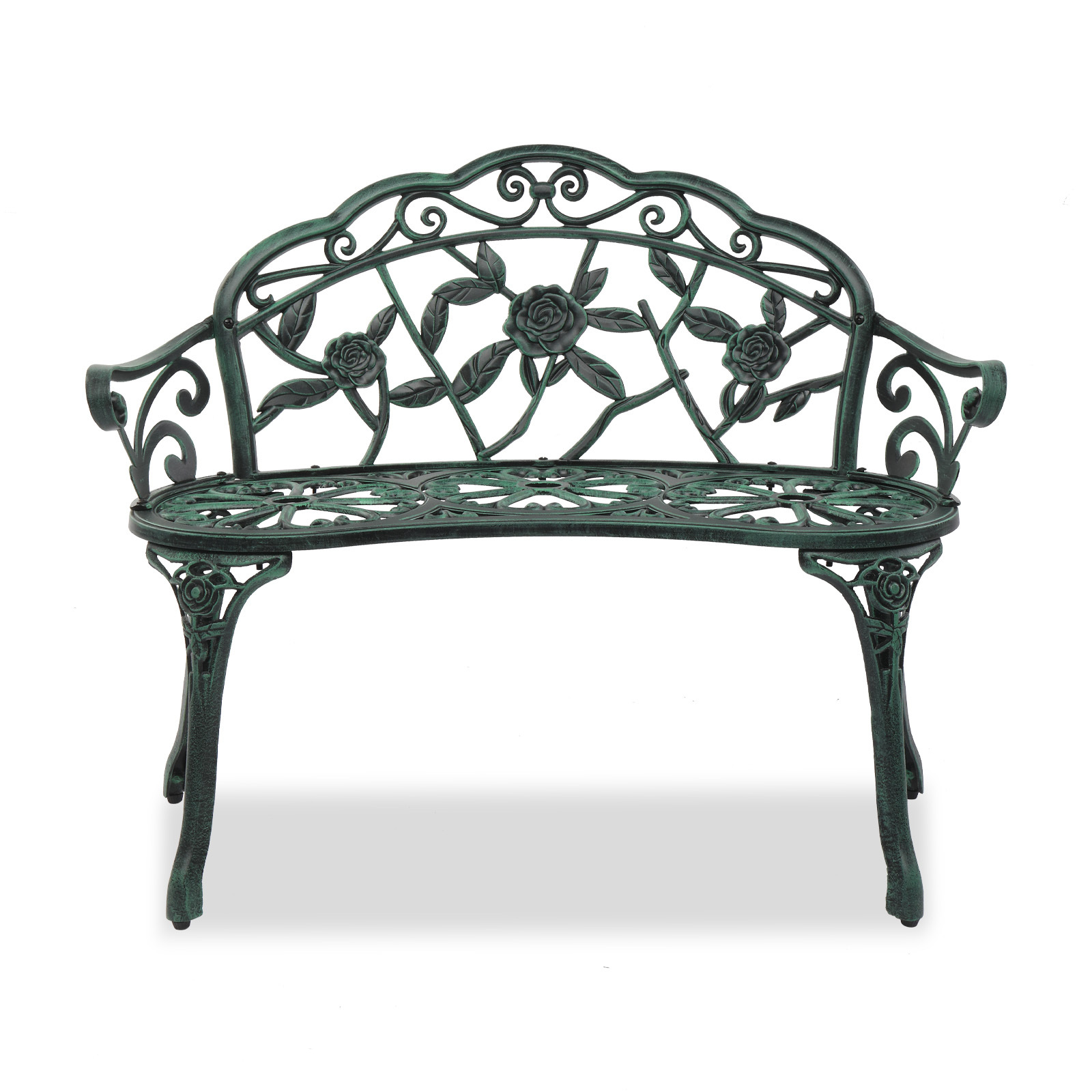 TEMU Cast Aluminium Garden Bench, Outdoor Bench, Furniture Patio Bench Seating Park Patio Seat Cast Iron Antique Finish Chair