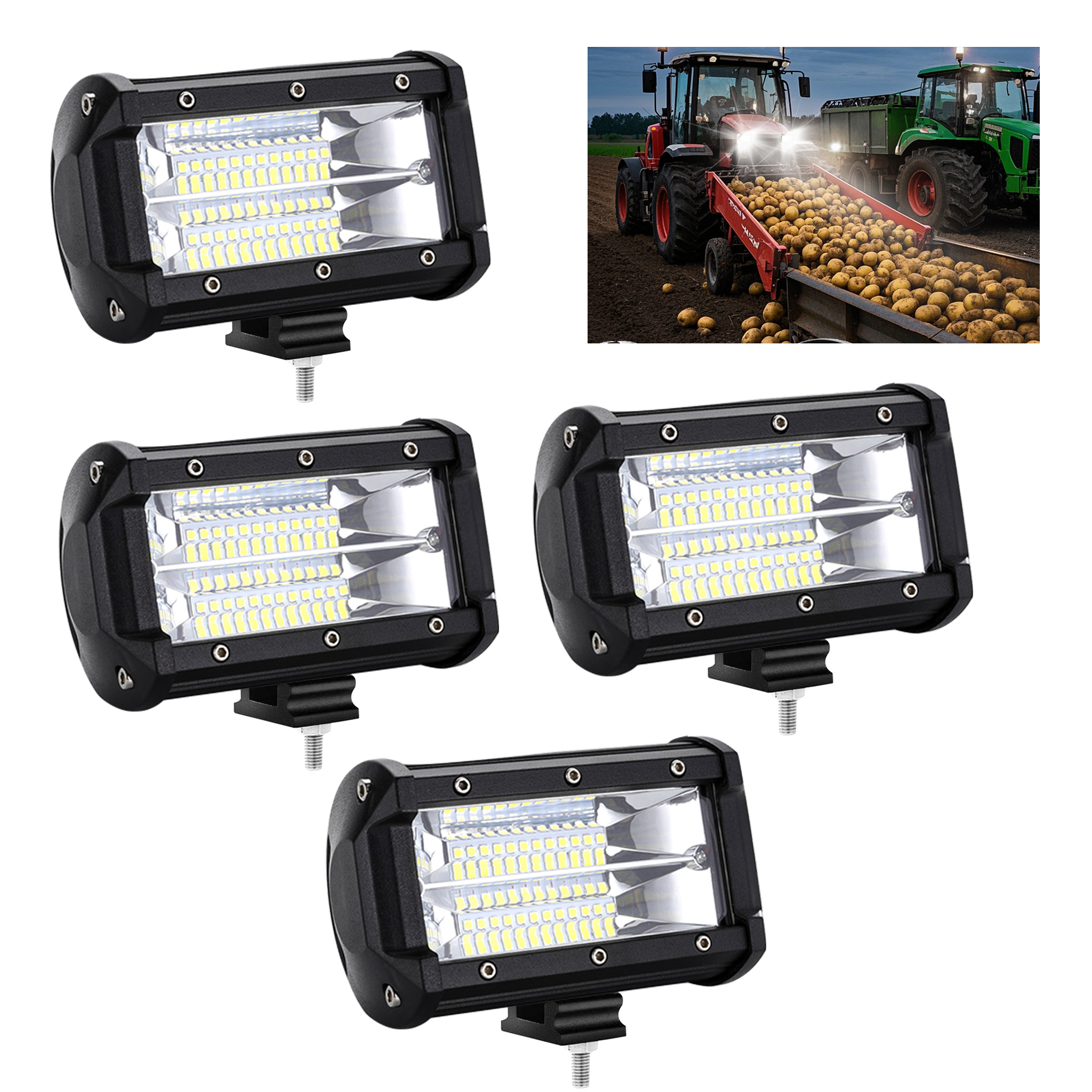 TEMU 4pcs 72w Led Working Spotlight, Cold White, Trailer Headlights, Offroad Spotlight Without Battery Ip65