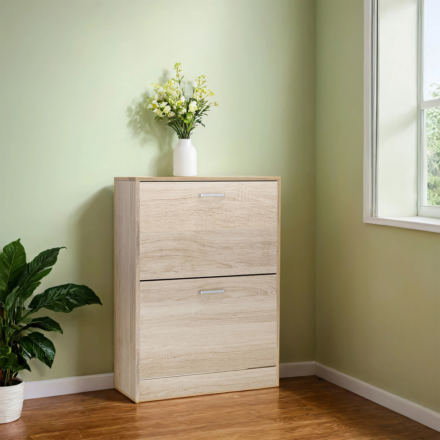 Shoe Cabinet With 2 Flaps, Shoe , Adjustable And Removable Partitions, 60 X 24 X 83.5 Cm, For Small