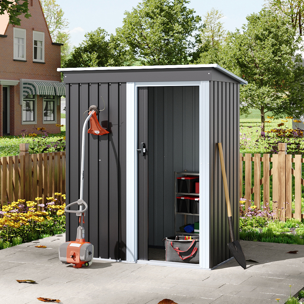 outdoor metal removable storage shed garden storage shed with lockable door for firewood   tools lawnmower bike shed waterproof log store for backyard patio rust resistant not   foundation 164cm w x 77cm d x 182cm h