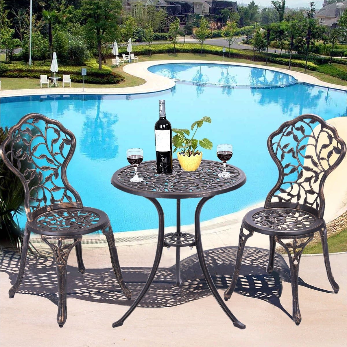 Image of 3 - Tlg. Garden Furniture Set, Balcony Set With 2 Chairs And Table, Balcony Furniture Made Of Aluminum Cast, Terrace Furniture, Garden Furniture Set, Seating Group For Terrace, Balcony, Garden