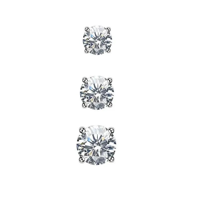 3pcs Classic Round Cut CZ Stud Earrings Set