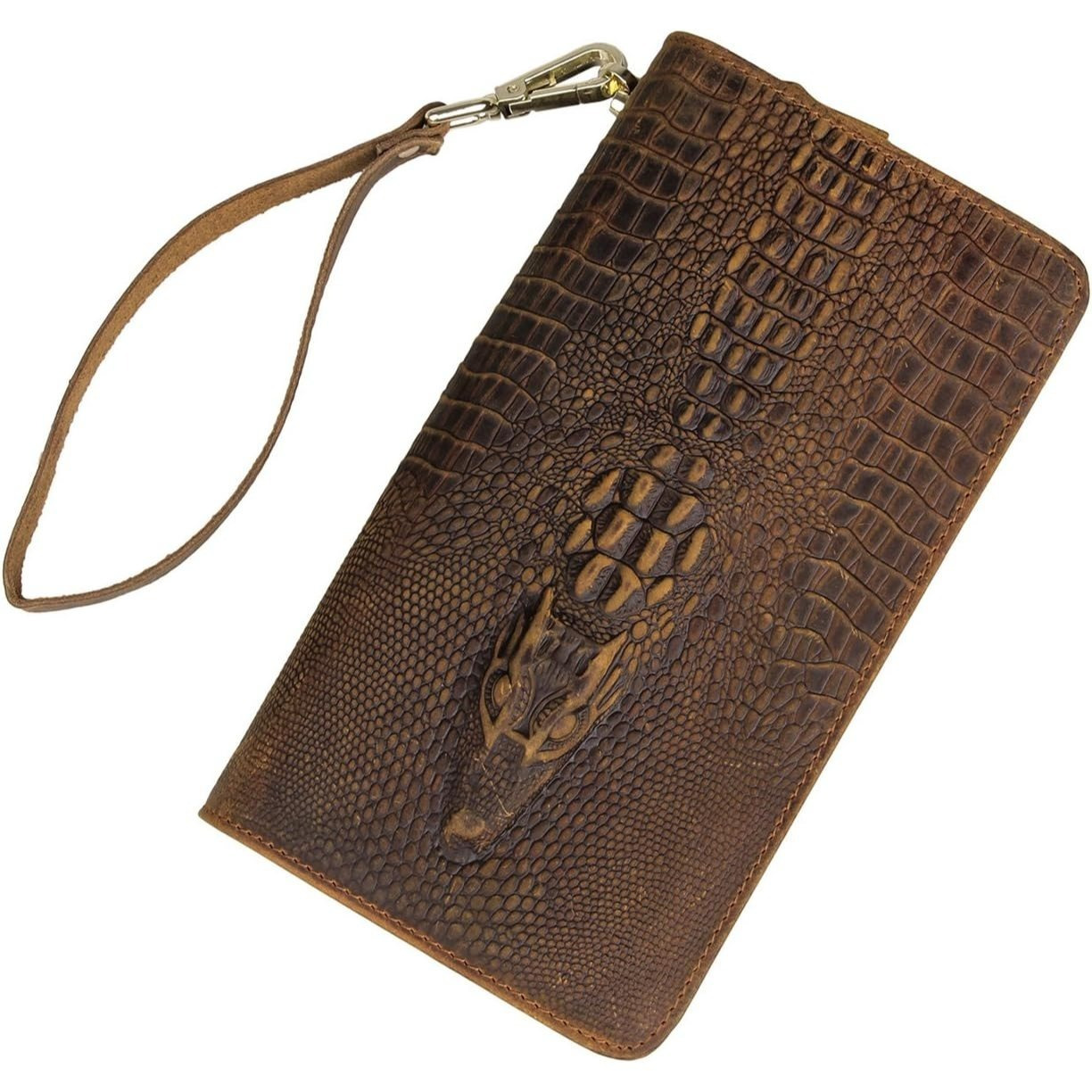 Florida Alligator Clutch Xl Leather Wallet Crocodile Handmade