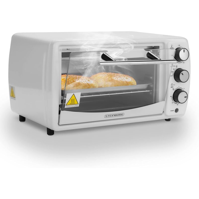 TEMU Mini Oven 13 Liter | Pizza Oven | 60°-250°c | Timer | Crumb Tray | Small Oven | Mini Oven | Oven | 1200 Watt | White