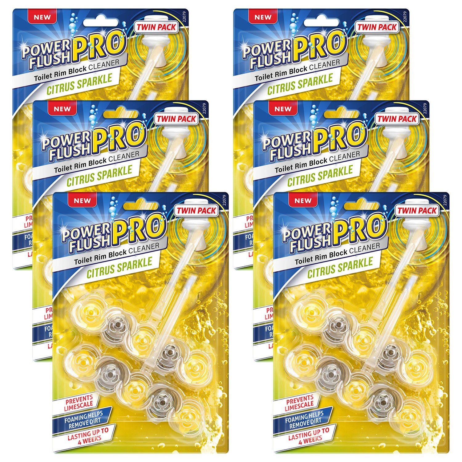 6 pack power toilet rim block cleaner   clear water toilet rim block with anti limescale cleaning foam dirt protection and extra freshness