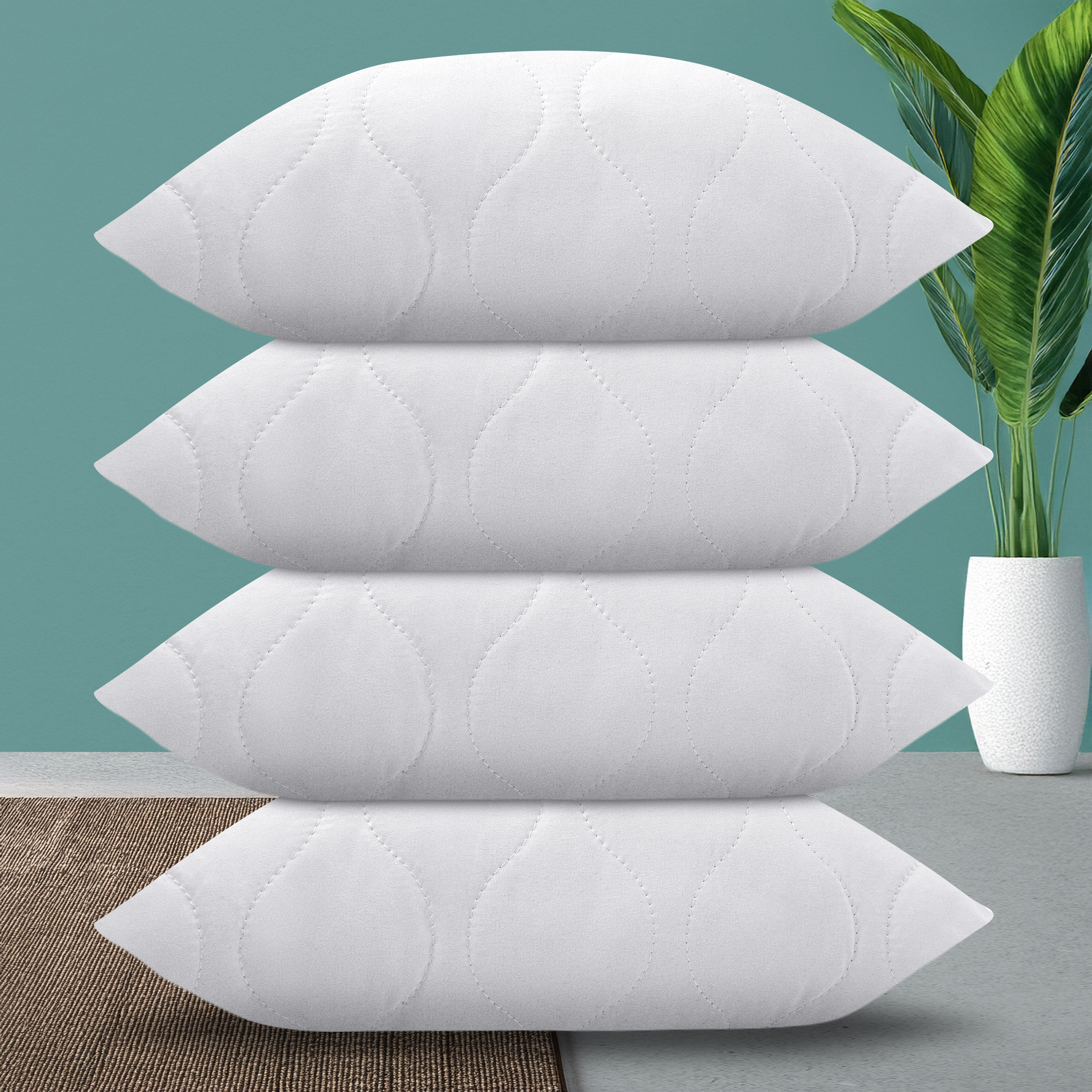 Image of 4pcs Pillow Set - Ideal As Bed And Decorative Pillow - With Zipper For Filling - Perfect As Sofa Cushion Or Decorative Cushion For Couch And Sofa - Washable Up To 60 °c