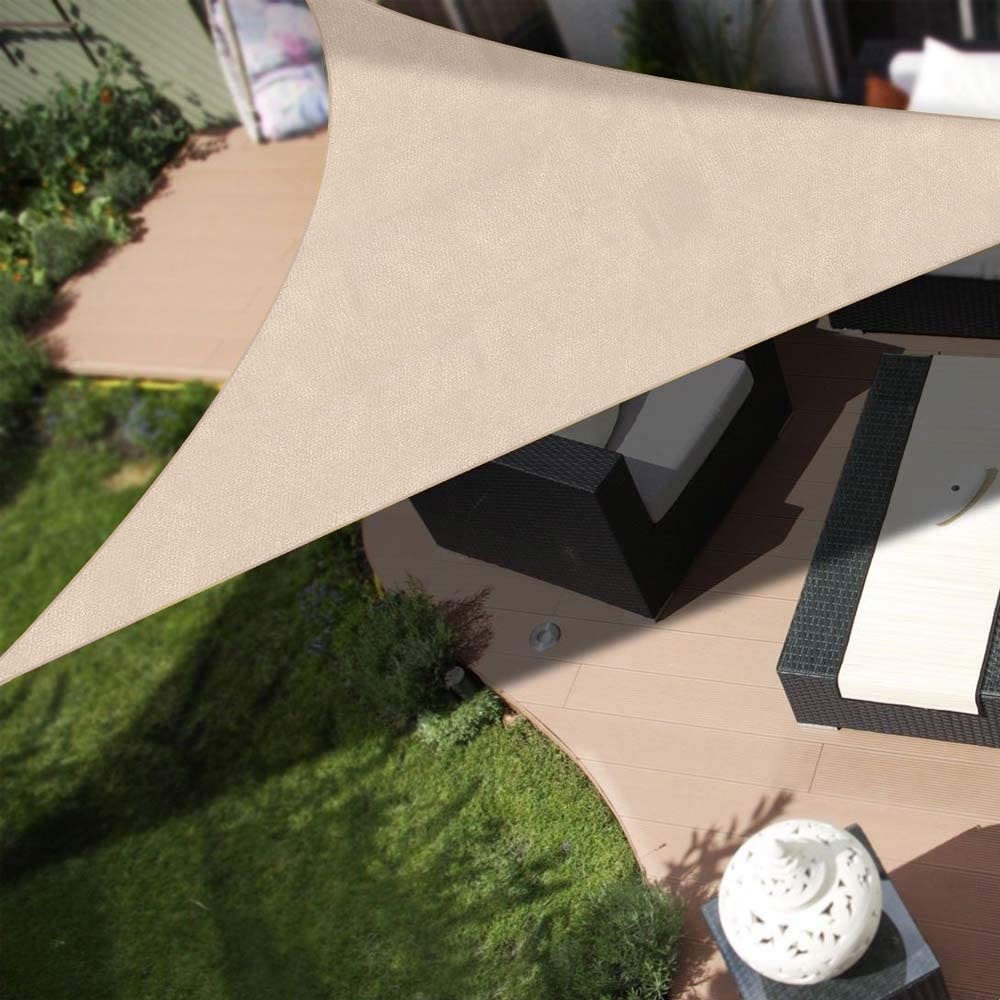 TEMU BAKAJI Vela Telo Parasole Triangolare Ombreggiante in Tessuto Resistente Protezione UV 90% per Giardino Terrazzo con Aggancio Connettori a D