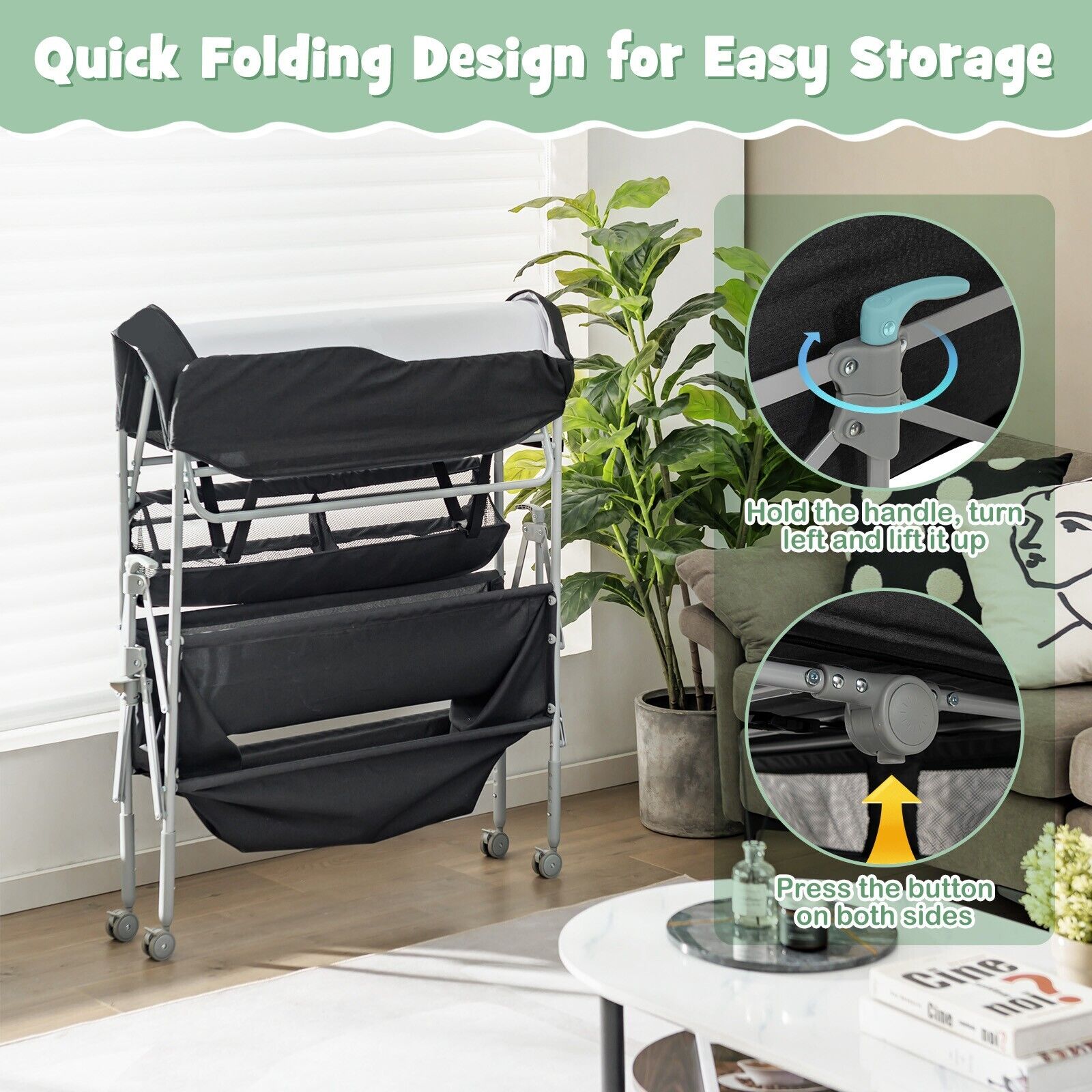 GOFLAME Baby Changing Table Folding Infant Diaper Changing Station Height Adjustable