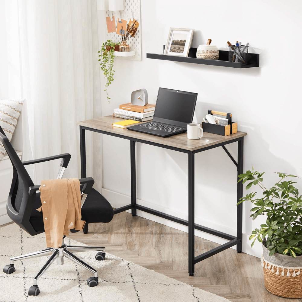 E-shop Kleiner Bürotisch 100 x 50 x 75 cm für Büro, Wohnzimmer, Schlafzimmer, Einfache Montage, Industriestil aus Metall