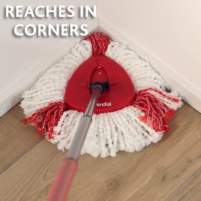 Vileda Set Mop And Bucket with Foot Pedal And Easy Spin Wringer, Mop with Extra Long Handle, Triangular Microfiber 2 in 1 Head Ideal for Corners