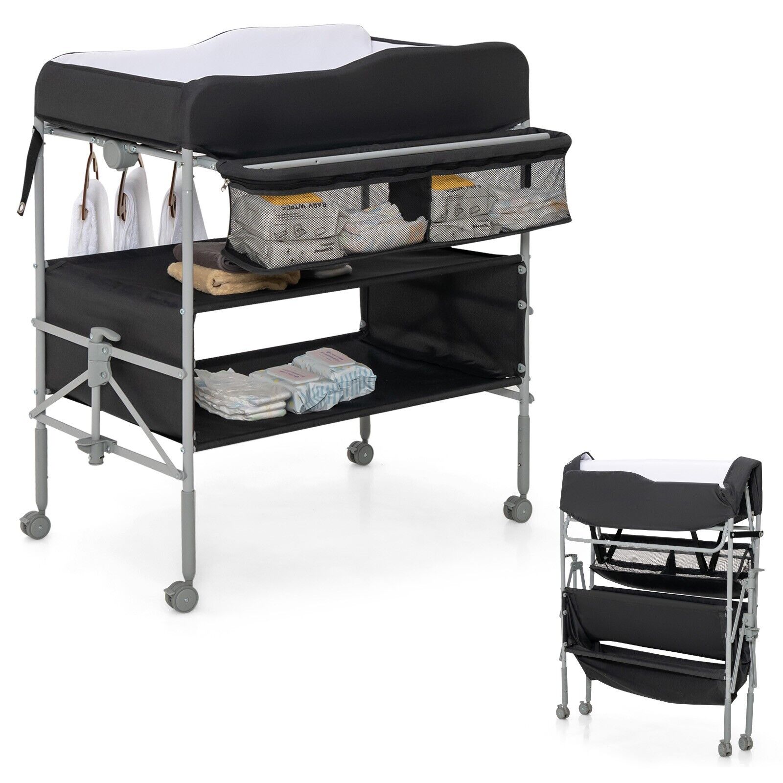 GOFLAME Baby Changing Table Folding Infant Diaper Changing Station Height Adjustable