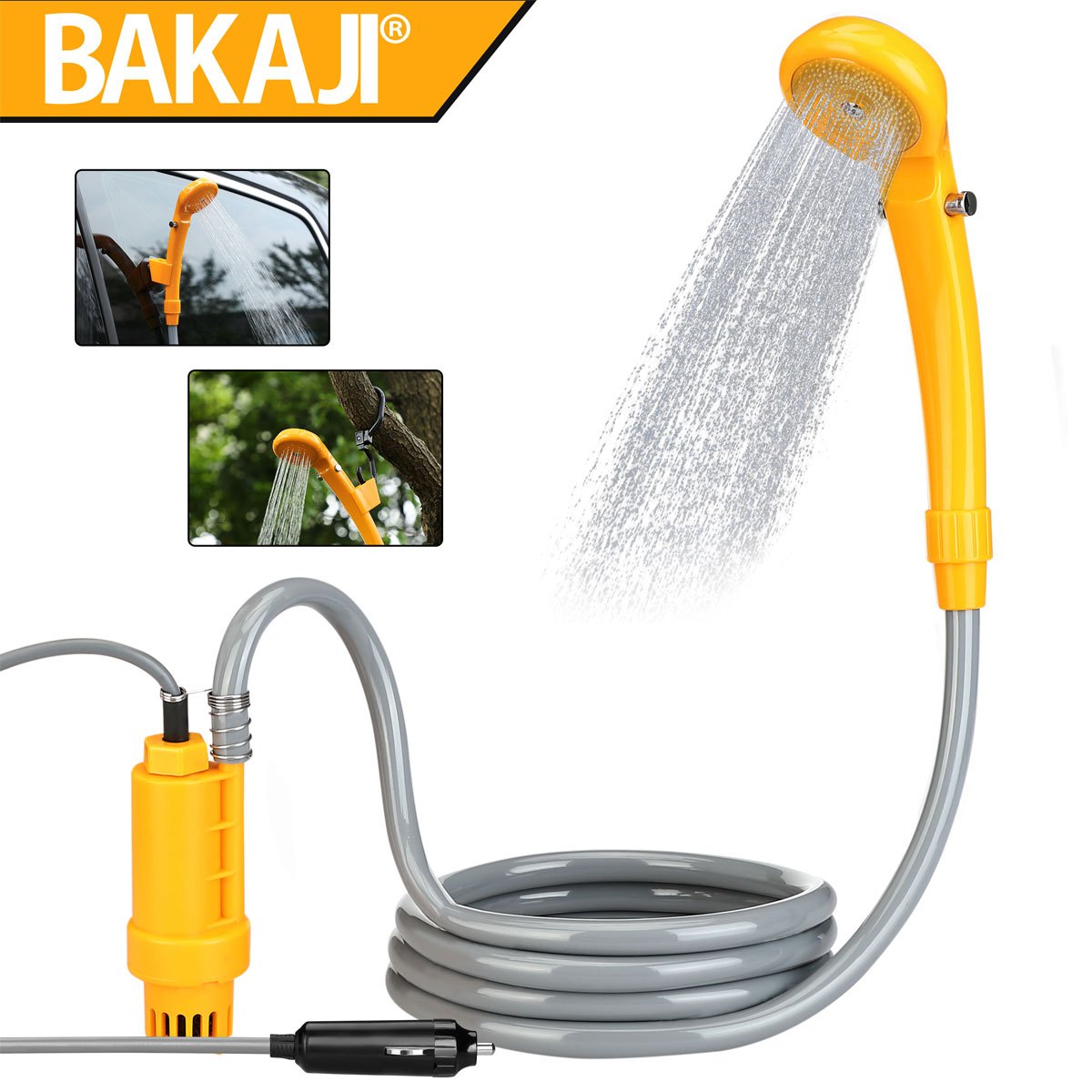 12V Camping Dusche Mit Pumpe - 7m Schlauch Für Auto & Wohnmobil