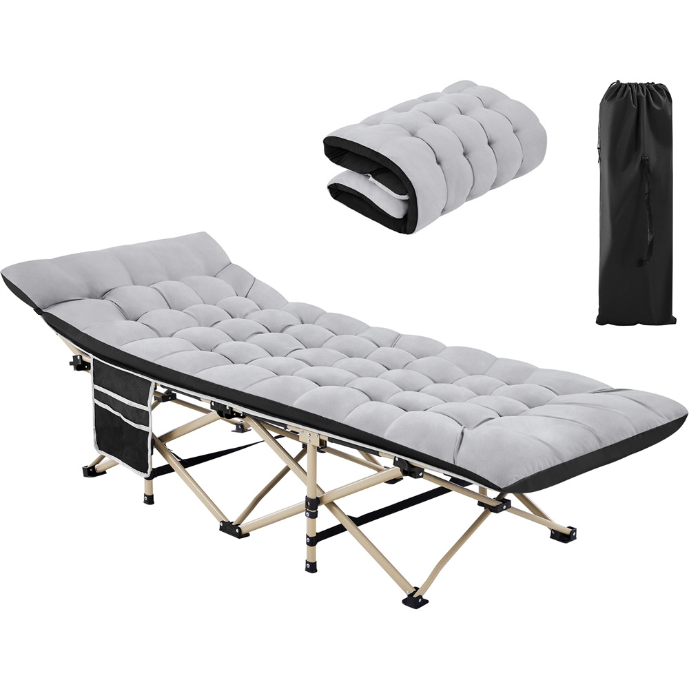   feldbett mit matratze   campingbett gartenliege gästebett mit seitentasche und tragetasche für garten urlaub büro außen innen