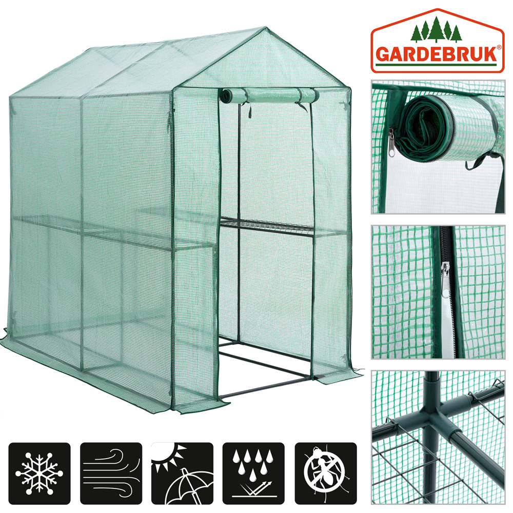 Greenhouse With Film Cover, 2.23m², 4 Shelves, Roll-up Door, , Plant Growing House, 190x186x120cm