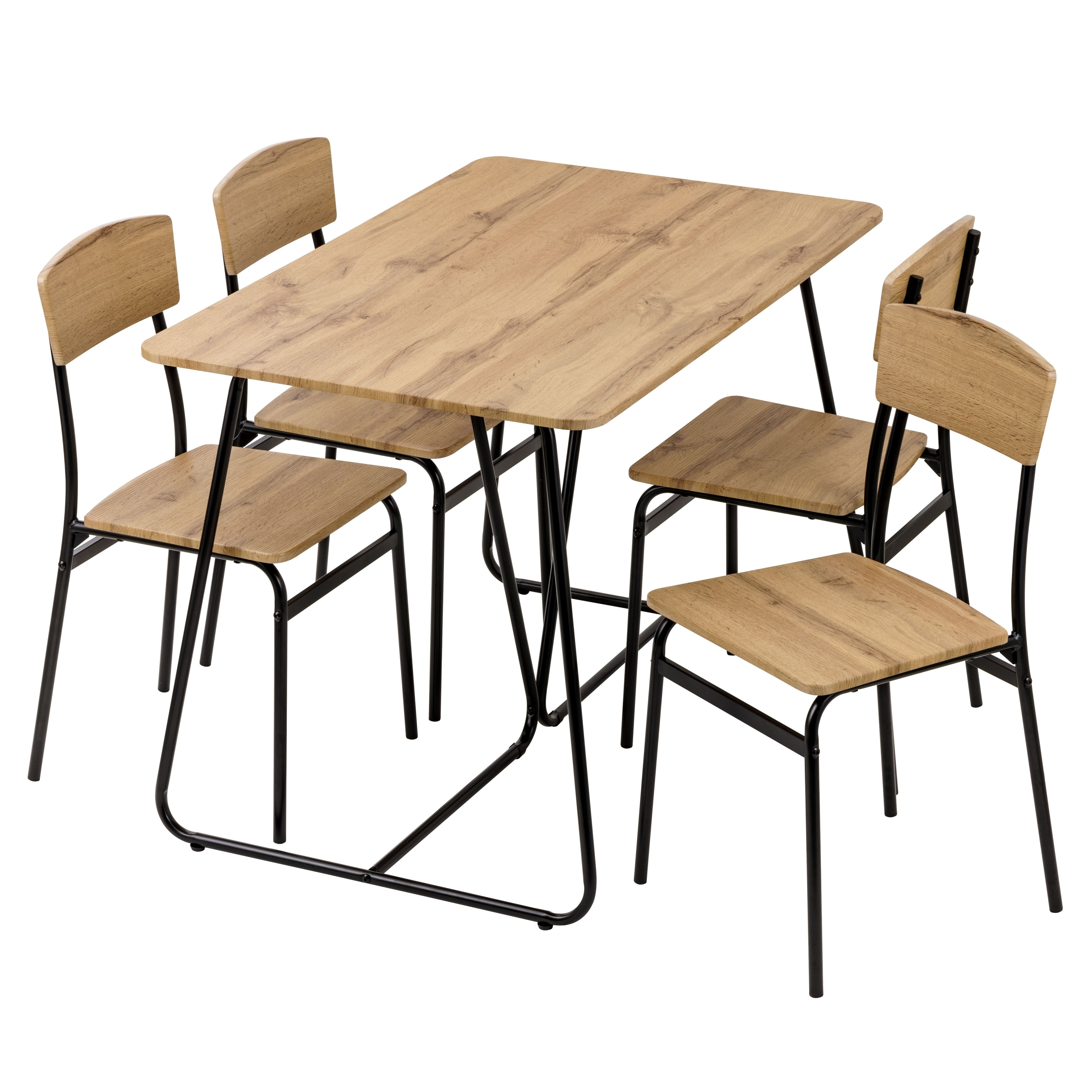 Image of Baroni Home Dining Table Set With Chairs, , Lightweight, For Indoor And Outdoor, Dining Room, Restaurant, In Mdf And Steel, Easy Assembly