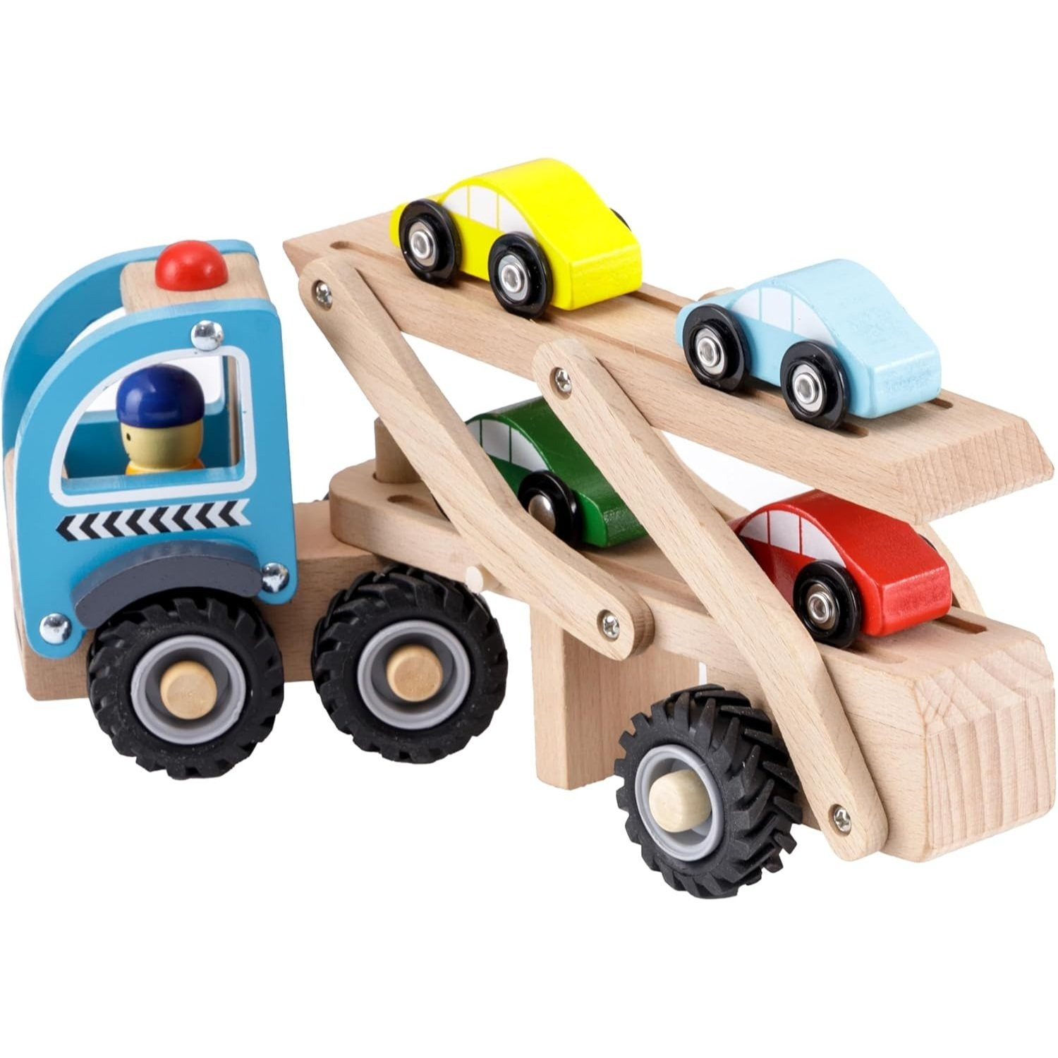 Image of Baroni Toys Wooden Toy Train And Carriage Set For Kids, Educational Role-play Train And Carriage With Accessories, Ages 3+