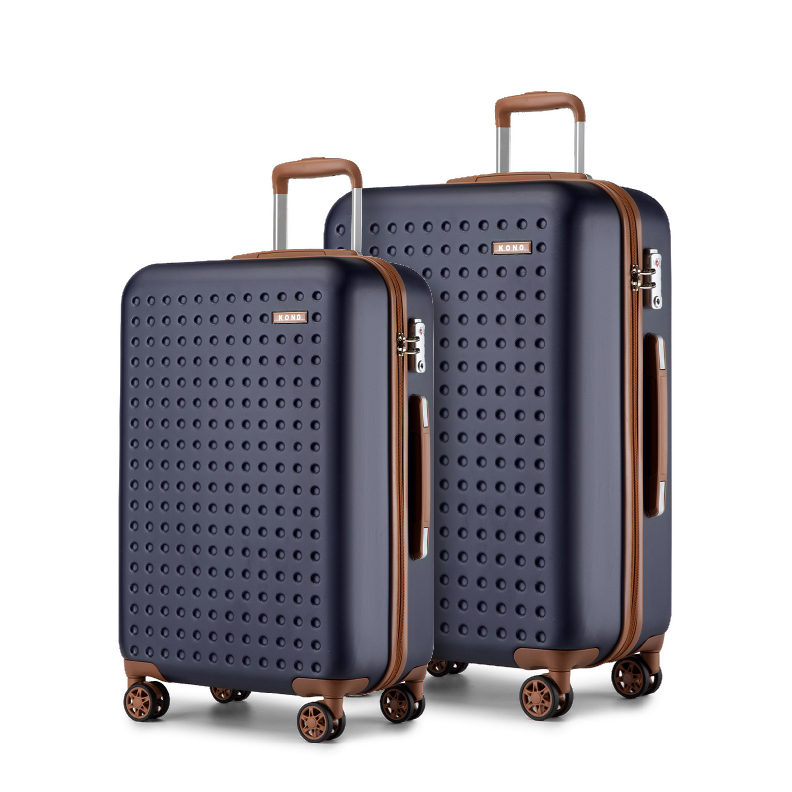 E-shop 2-teiliges 24/28-Zoll-Koffer-Gepäckset, blau, stilvolles Camping-ABS+PC, gepunktete Hartschale mit TSA-Schloss, Schulanfang, Urlaubsgeschenk