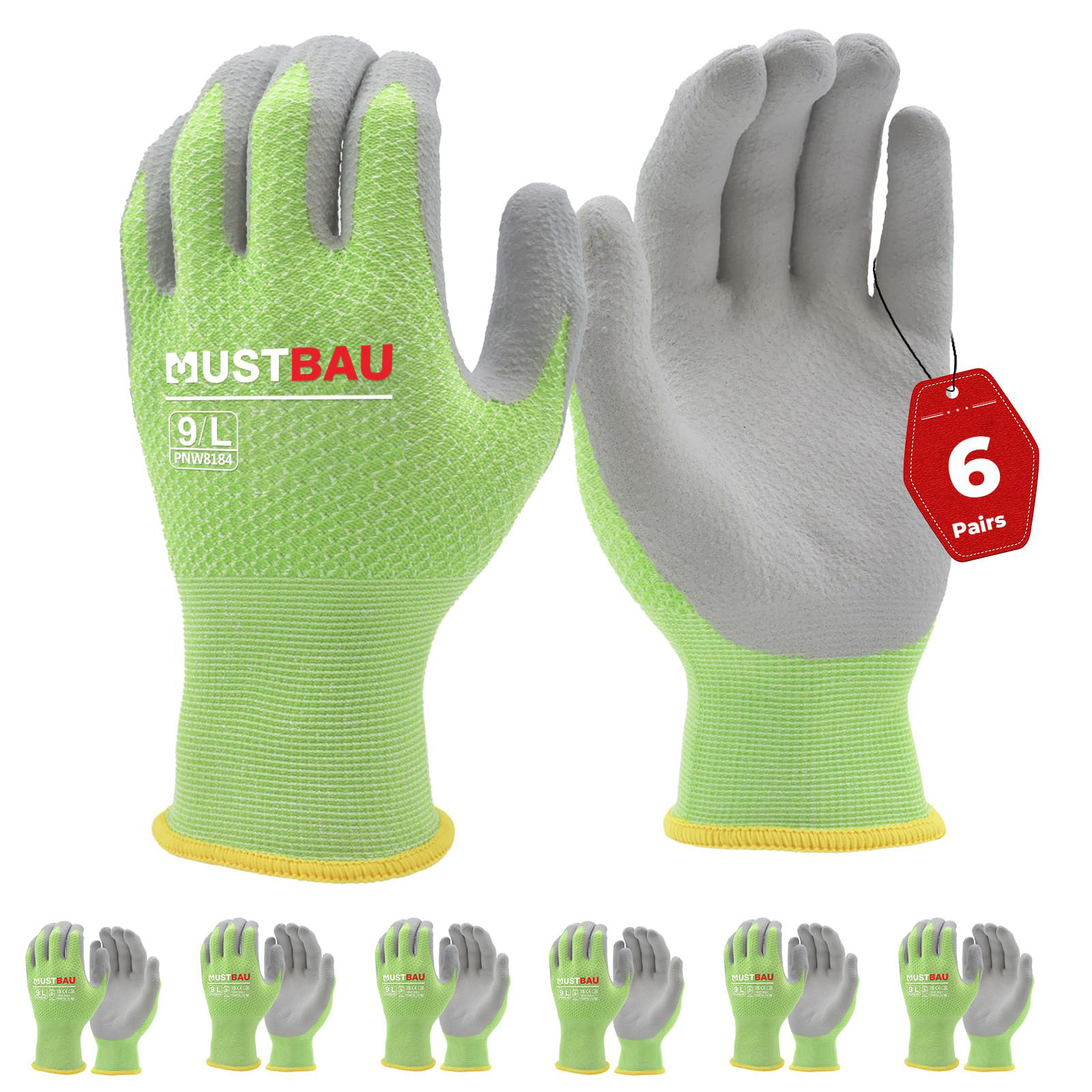 TEMU Mustbau Household Gloves 6 Pairs, Non-slip Gloves, Cleaning Gloves, Breathable Gloves, Pnw8184, Camping, Garden, Wedding, Outdoor, Indoor,