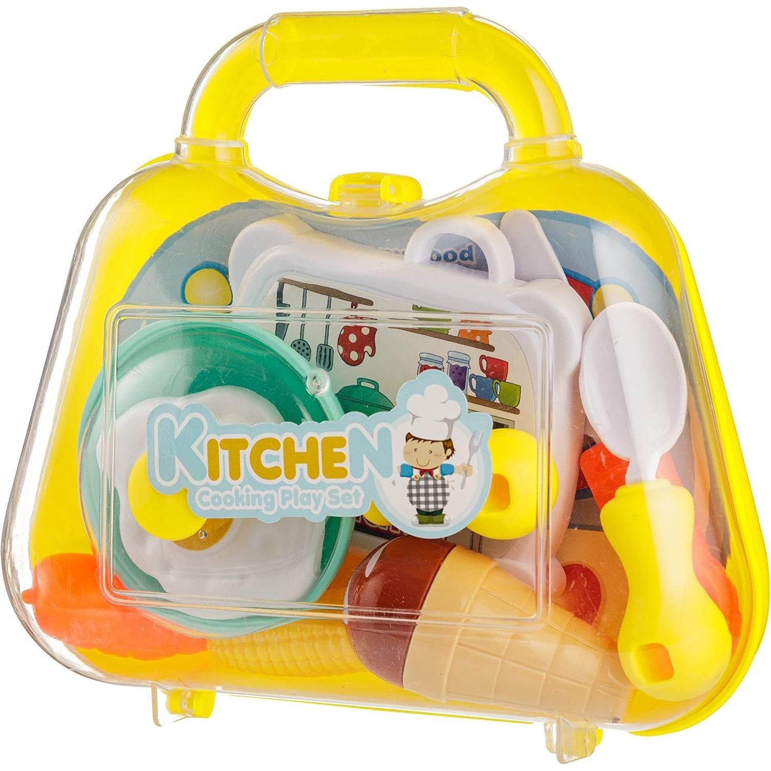 TEMU Baroni Home Set Kitchen Toys For Children 3+, Portable Suitcase, 9 Pieces, Children's Game, Role Playing, Cooking Accessories Game For Boy And