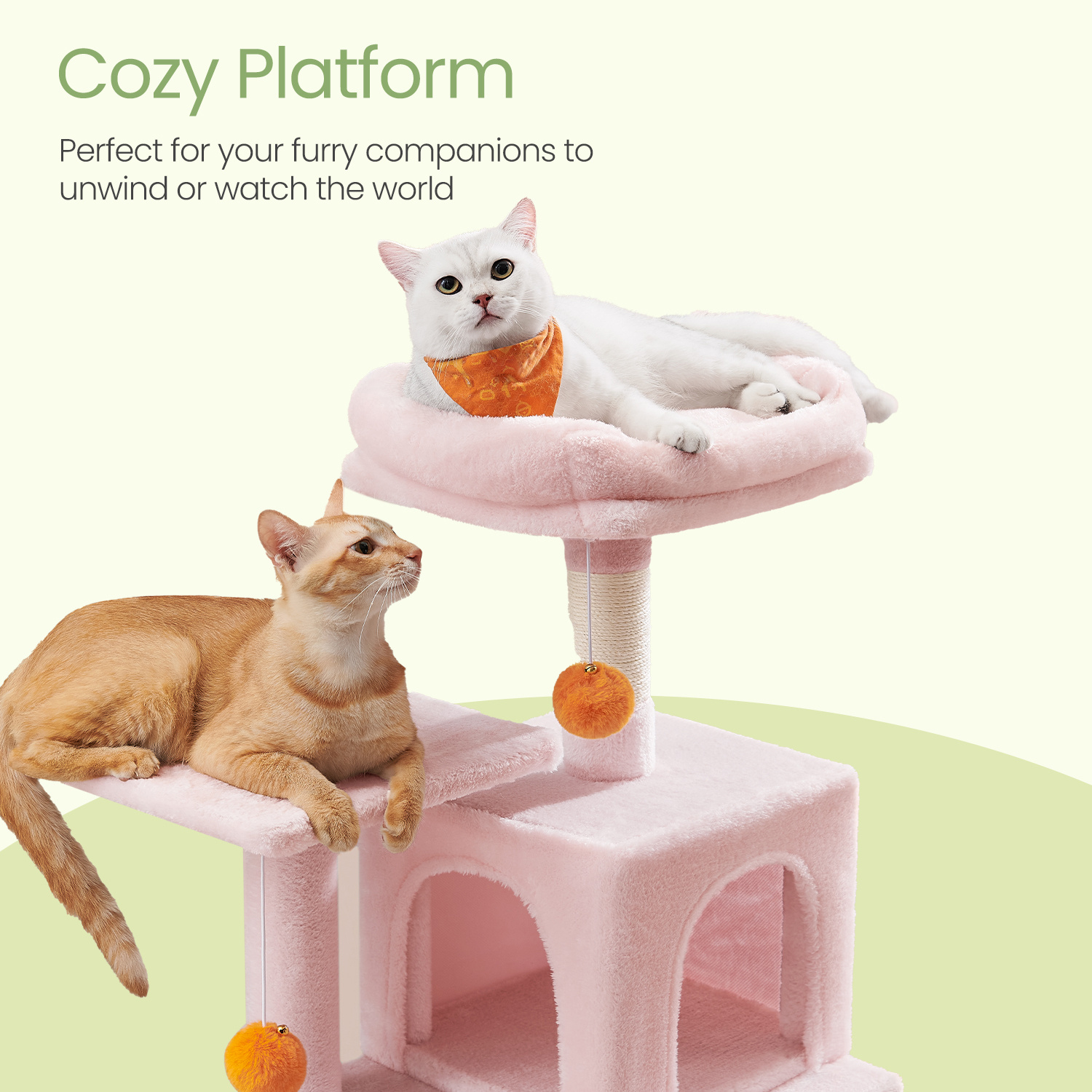 Multi-Level Cat Tree, Cat Tower Condo with 4 Scratching Posts, Hammock, Cave, Toys