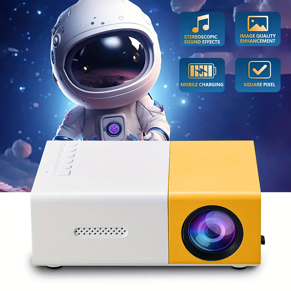 TEMU Mini Projector Portable For Cartoon, Outdoor Video Projectors, Led Pico Movie Projectors For Home Theater, Kids Gift, Smartphone Can Mirror To