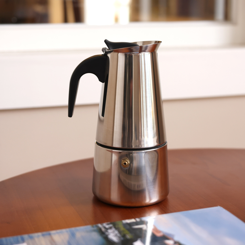 TEMU 100ml/ 200ml/ 300ml/ 450ml Espresso Pot Pot Cooker Gas Electric Ceramic Stovetop Stainless Steel Portable Silver