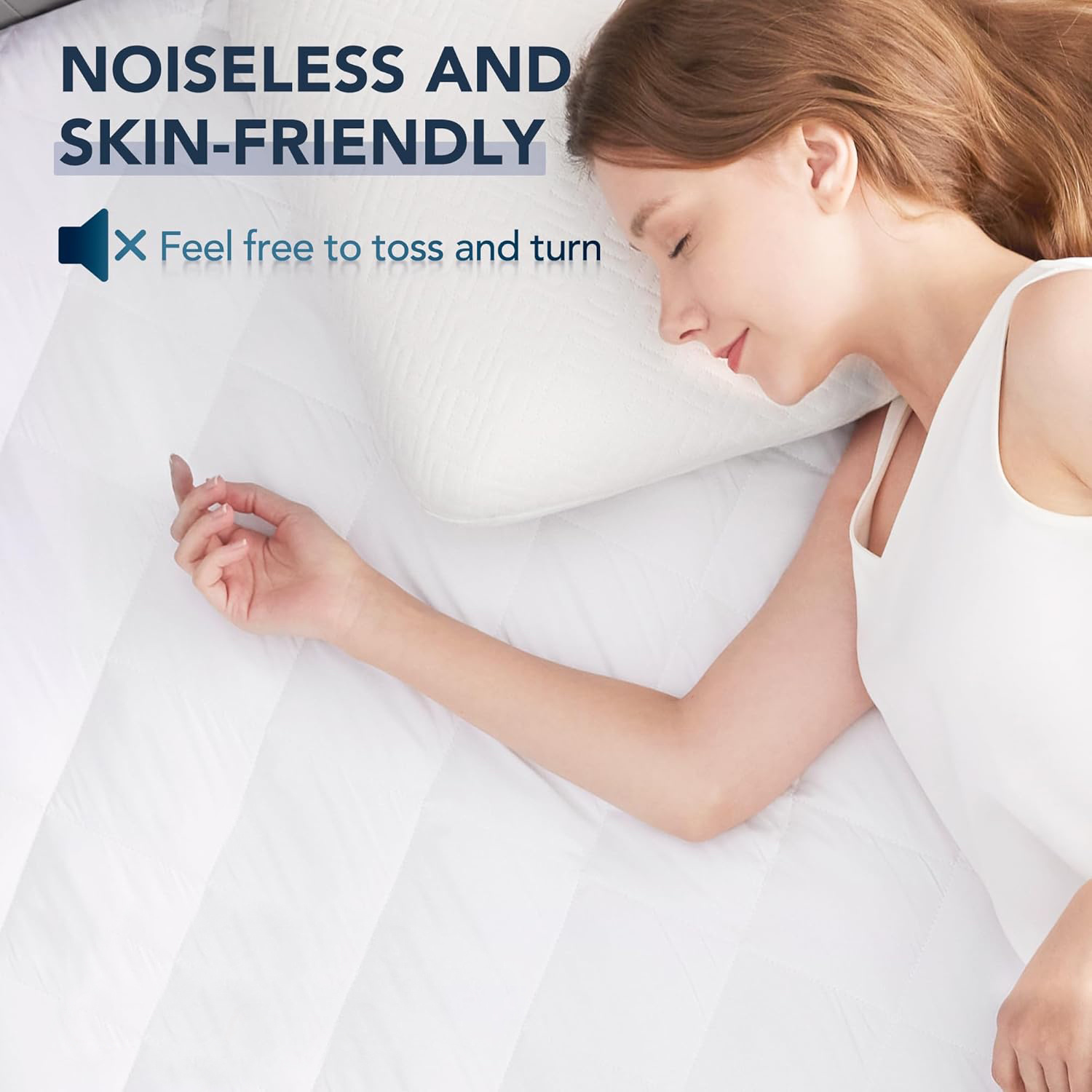 Mother's Day gift Premier Non-Noise Quilted Waterproof Mattress protector super-soft, Ultimate Comfort and Protection, stretch skirt fit all depth mattress, fitted sheets, easy care,white, TPU Coated, Breathable, Noiseless, All Seasonal Use
