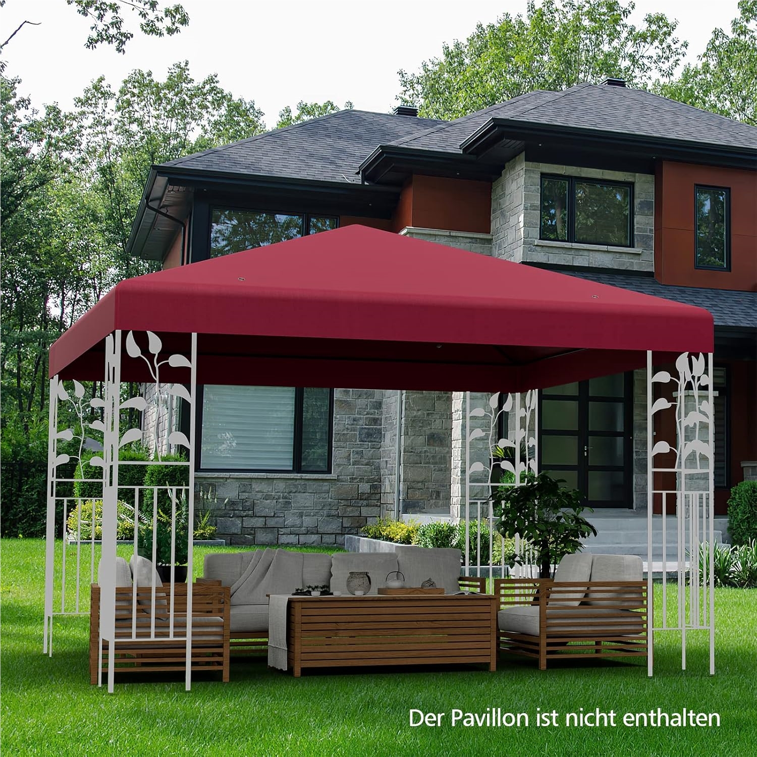 Image of 3 X 3 M Replacement Roof For Gazebo, Gazebo Roof Replacement Cover With (red), Water-resistant Durable Polyester Fabric, Easy Assembly, Shade For Outdoor Events