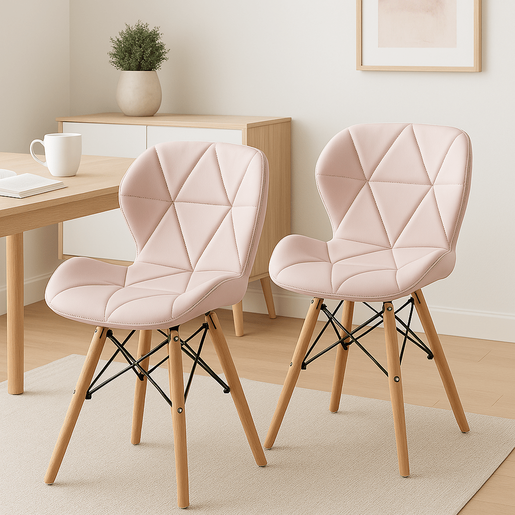 TEMU Mof Set Of 2 Modern Upholstered Dining Chair - Mid-century Accent Chair With Padded Seat, Wood Legs & Metal Frame, For Kitchen, Dining Room, Or