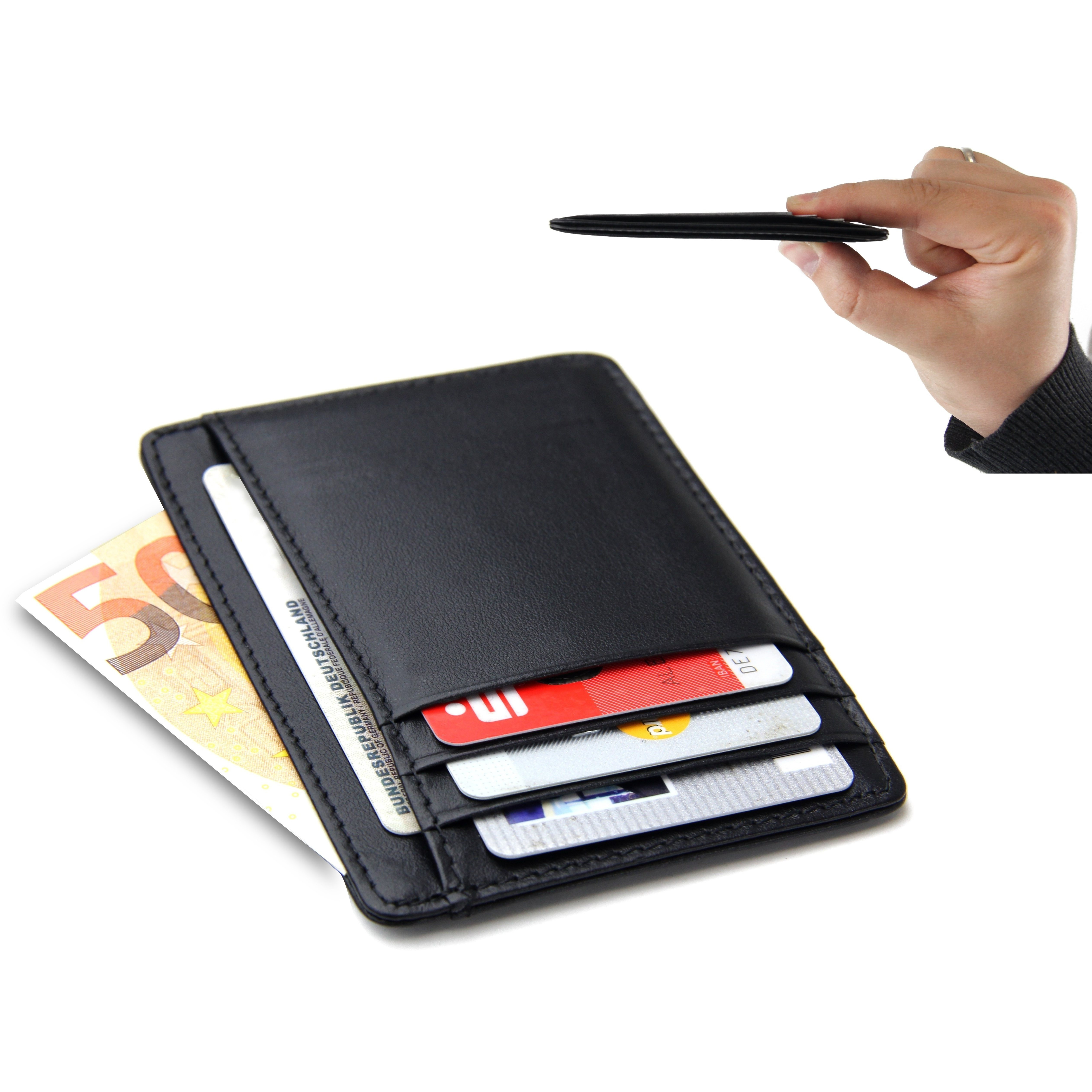 E-shop Kartenetui "Mini"-Geldbörse, minimalistischer Kartenhalter aus Echtleder