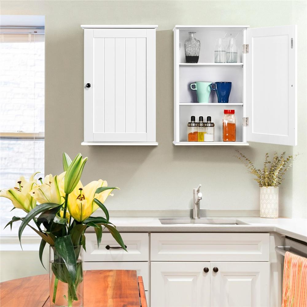 TEMU Costoffs Mobiletto da Bagno in MDF, Armadietto da Parete con Anta Magnetica e Ripiano Regolabile, Mobile Sospeso Ripiani per Bagno, Cucina,