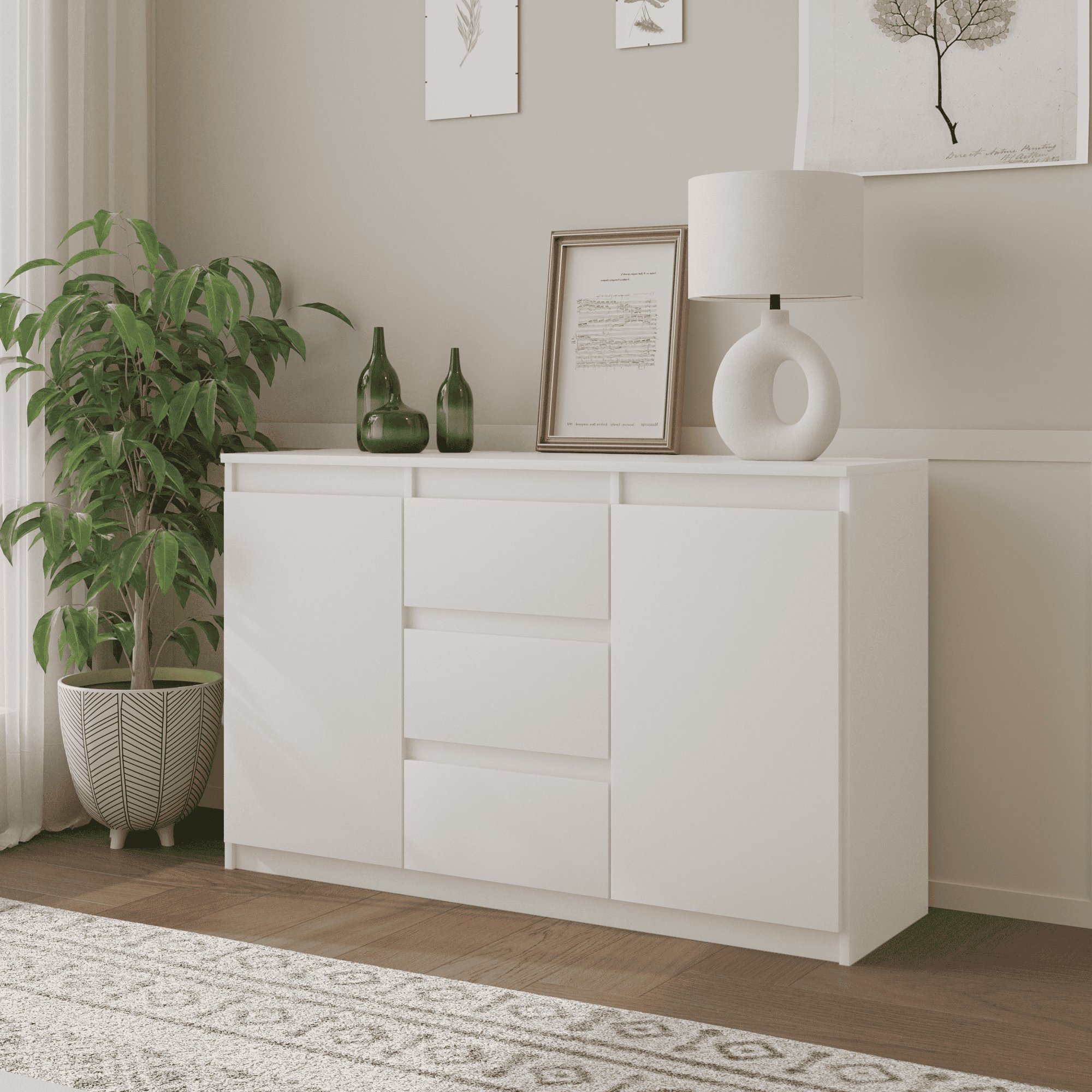 Chest Of Drawers / Sideboard With 3 Drawers And 2 Doors - 120x75x35cm