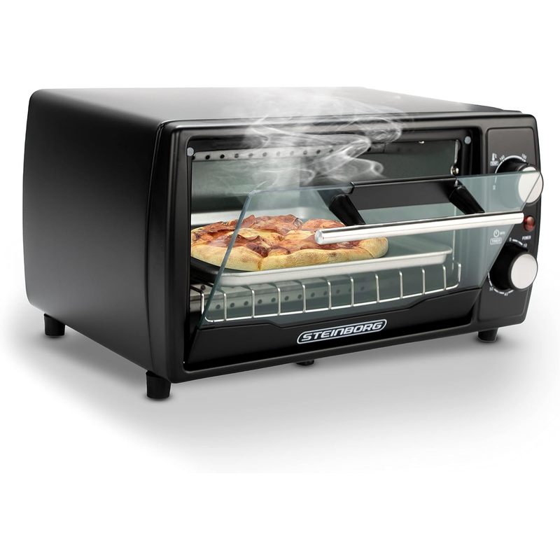 TEMU Mini Oven, 1000 Watt, 10 Liter, . Baking Sheet And Grill Rack, Pizza Oven, 90°-230°c, 60 Min. Timer, Foldable Crumb Tray, Mini Oven, Oven, Small