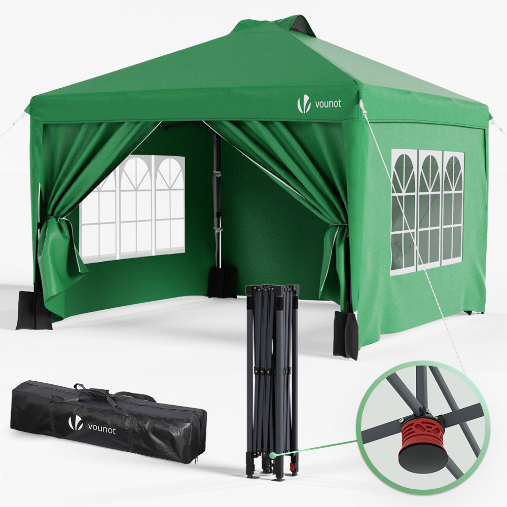 NOT OUT Tuinstent Touch Pop Up Opvouwbaar 3X3M met Afneembare Muren en Transporttas Verstelbare Hoogte Grijs/Wit/Blauw/Groen
