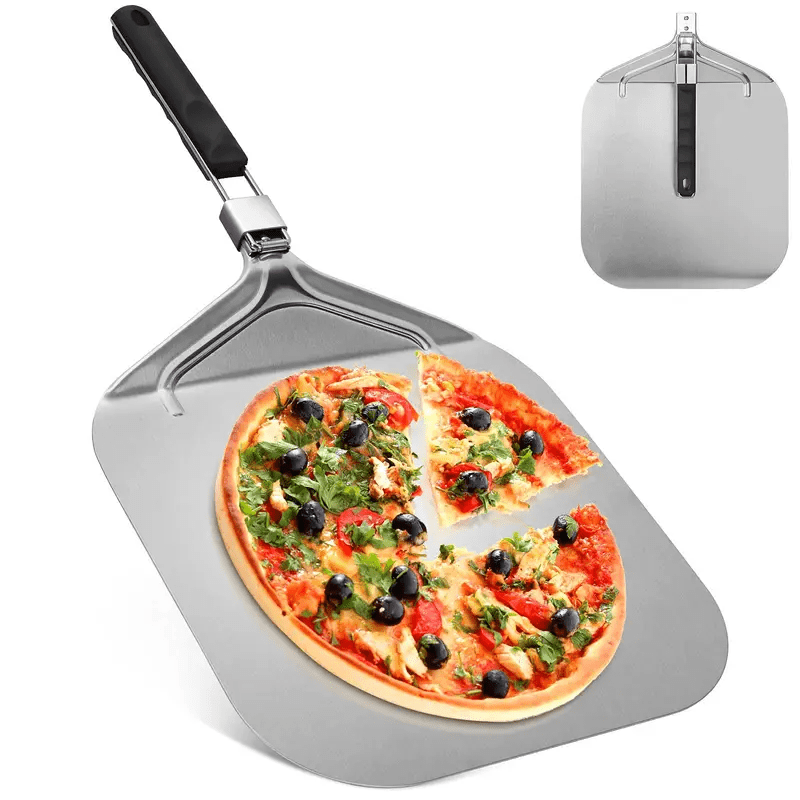 E-shop Pizzaschaufel aus Aluminium, Pizzaschaufel für Grill oder Ofen mit praktischem klappbarem Griff, stabilere professionelle Pizzaschaufel für den