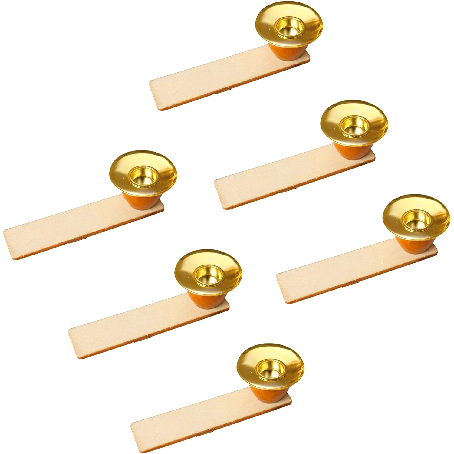 Image of Brubaker 6pcs Set Of Candle Holders For Christmas Pyramids - Replacement Holder For Pyramid Candles - Spare Parts For Medium And Large Wooden Pyramids 30 Cm, And 60 Cm - Natural Wood Colors