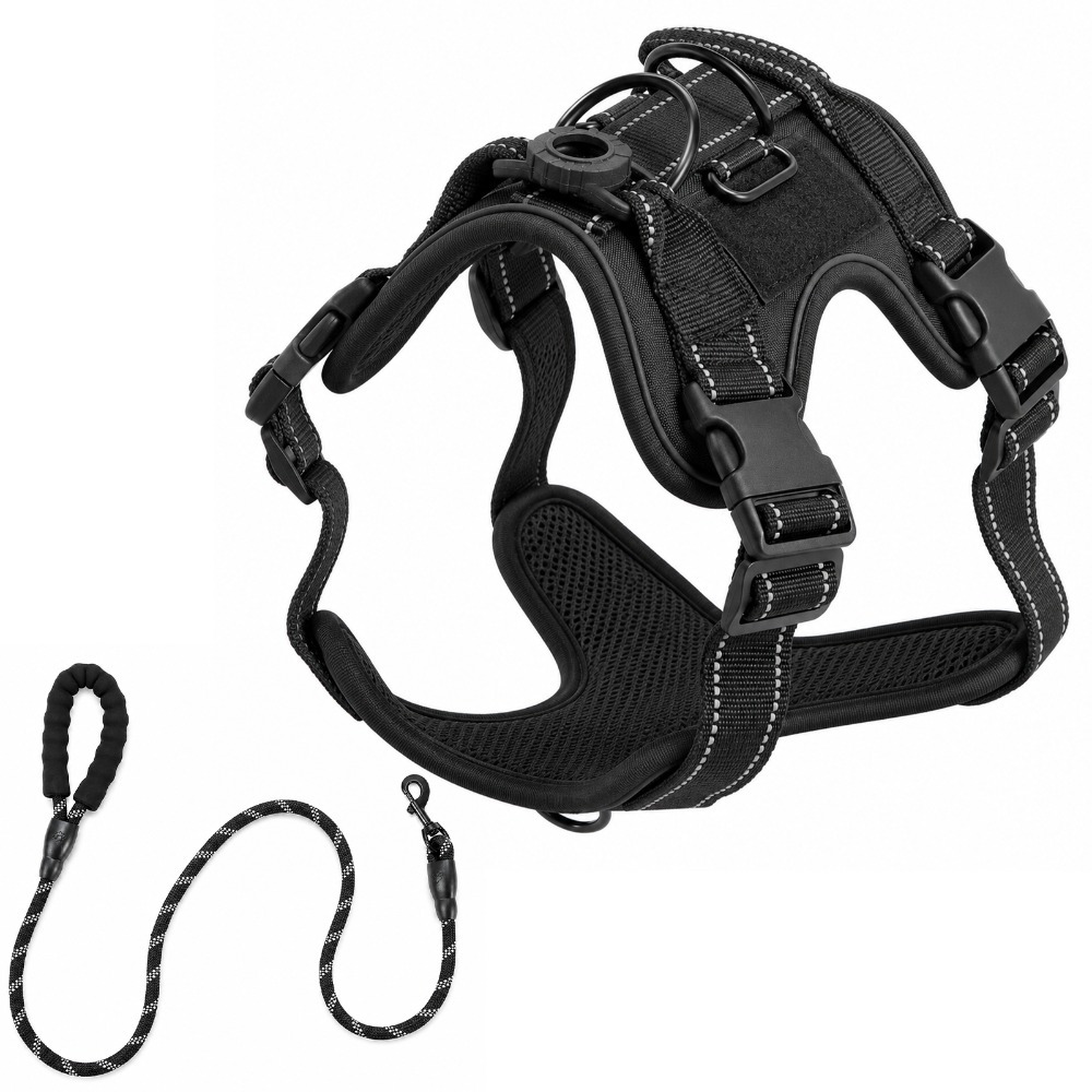 Heavy Duty Large Dog Harness with Top Handle & Shock-Absorbing Bungee Attachment