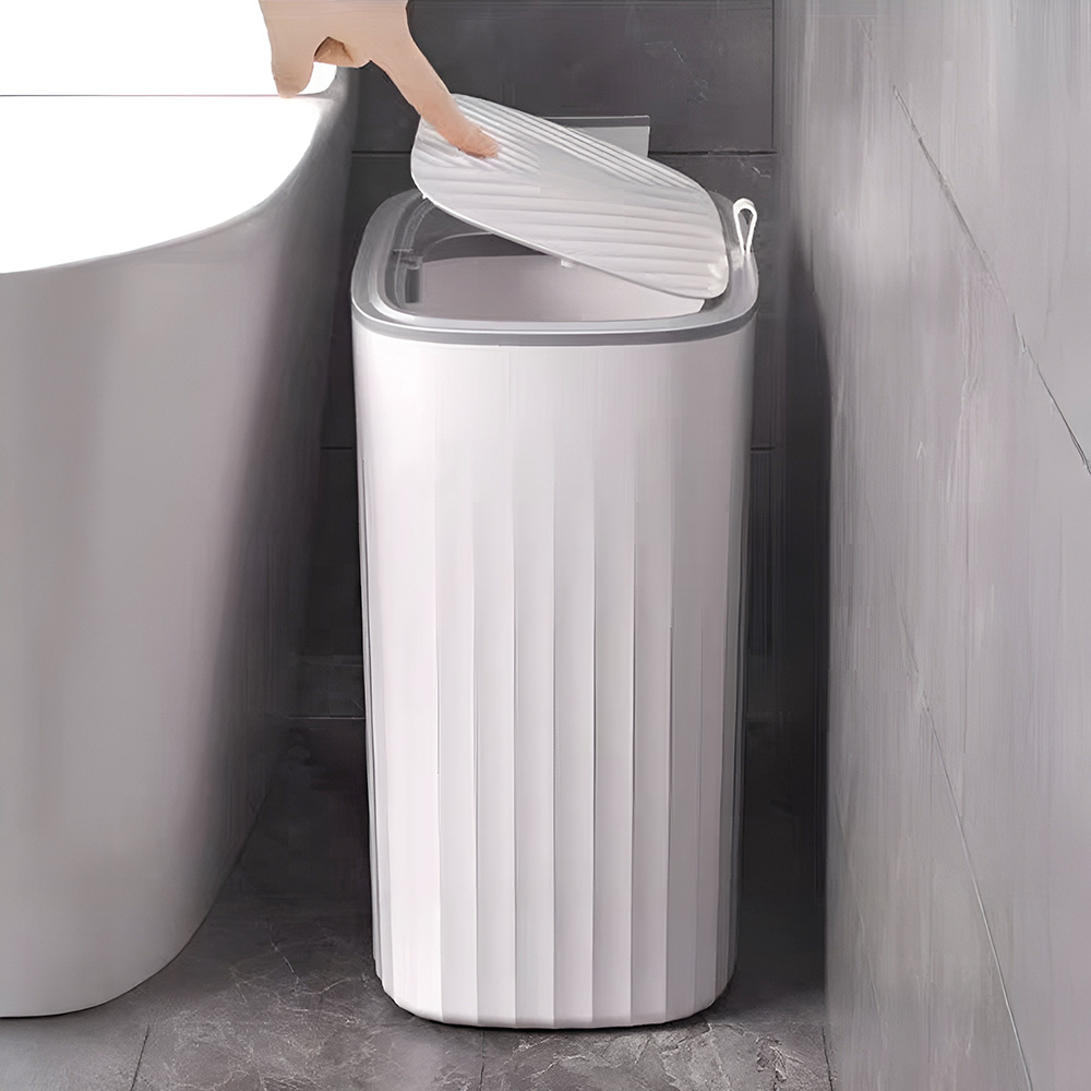 TEMU 8l 13l Slim Waste Bin Kitchen Bathroom Plastic Trash Can Press Open Lid Home Office Rubbish Garbage Bin Floor Standing/ Wall Mounted