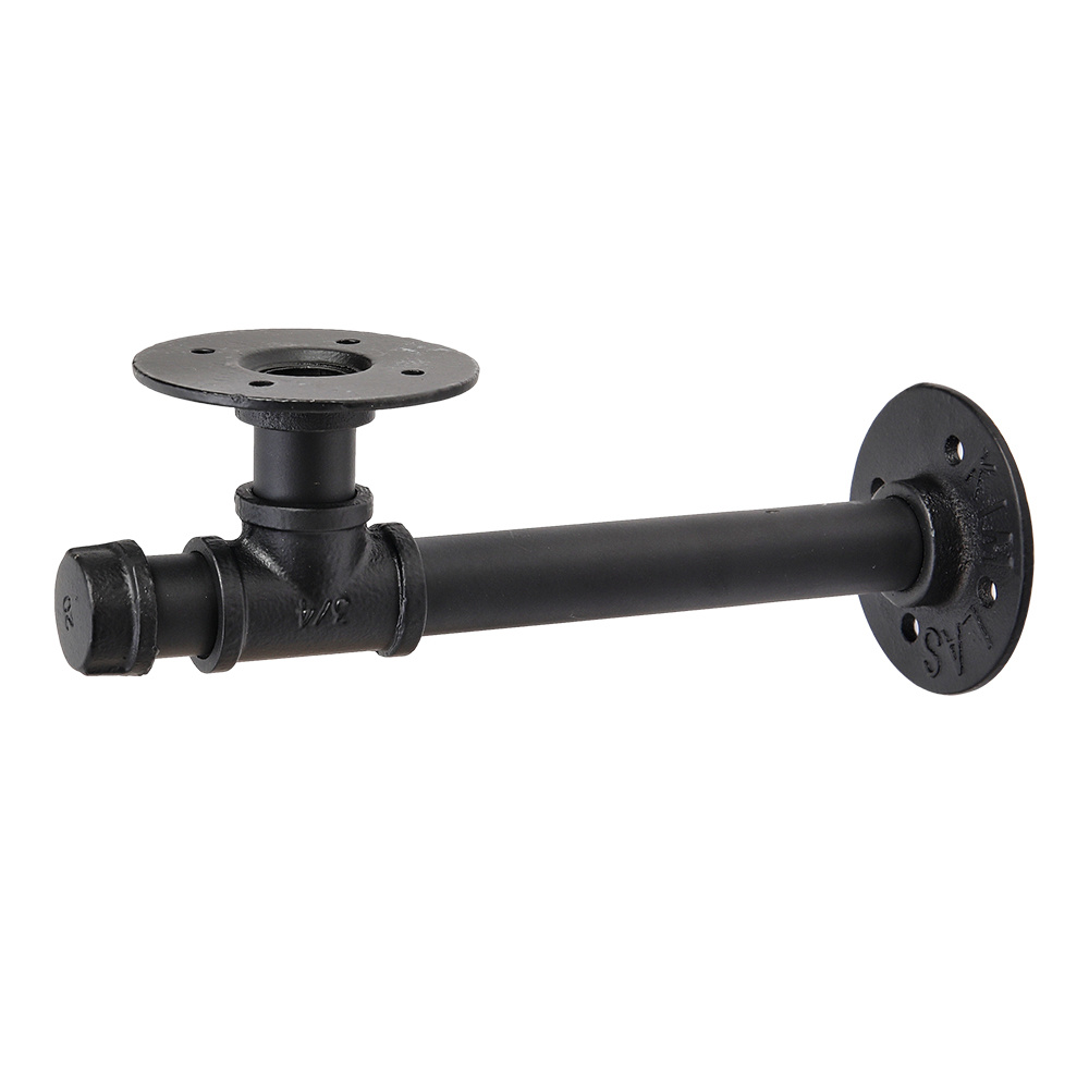 TEMU 1pc Industrial Pipe Shelf Brackets - Black Iron Pipe Brackets For Shelves, Rustic With Hardware Included,vintage Wall Mounted Industrial Pipe