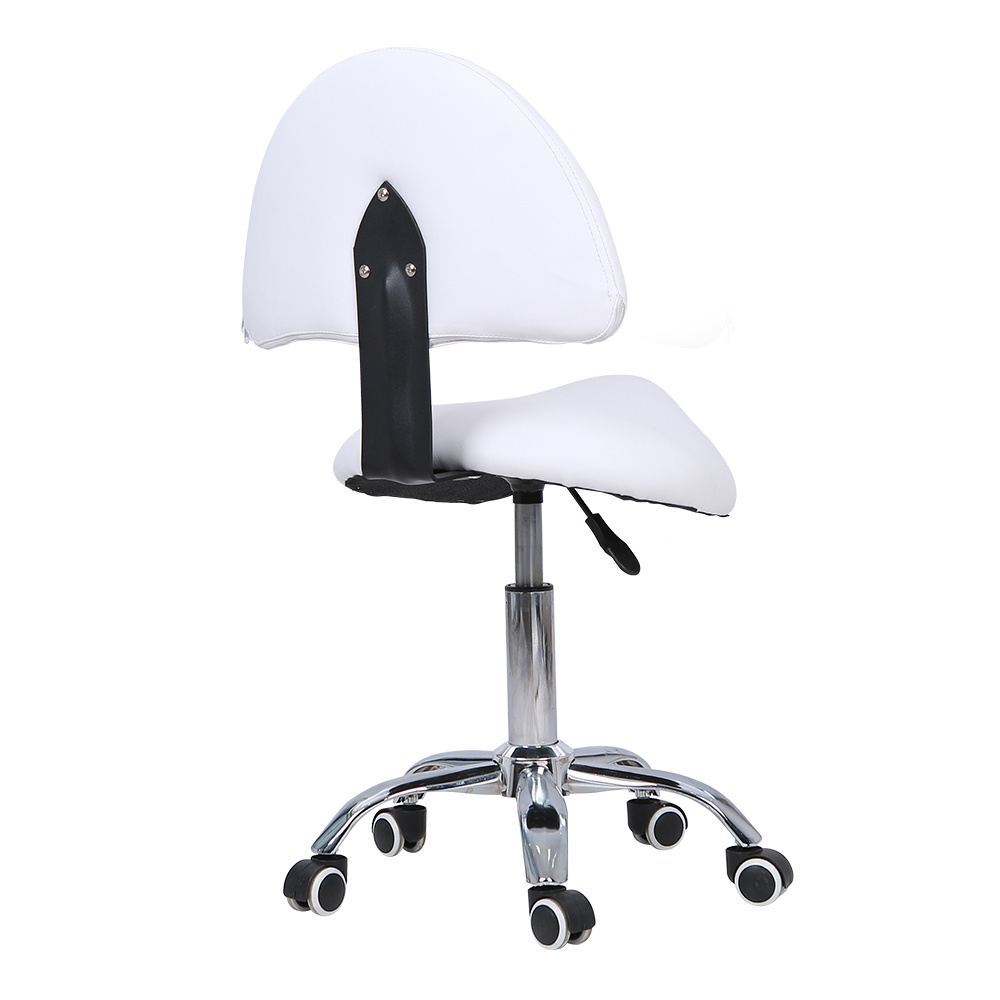 Rolling Saddle Stool with Back Support for Salon Use