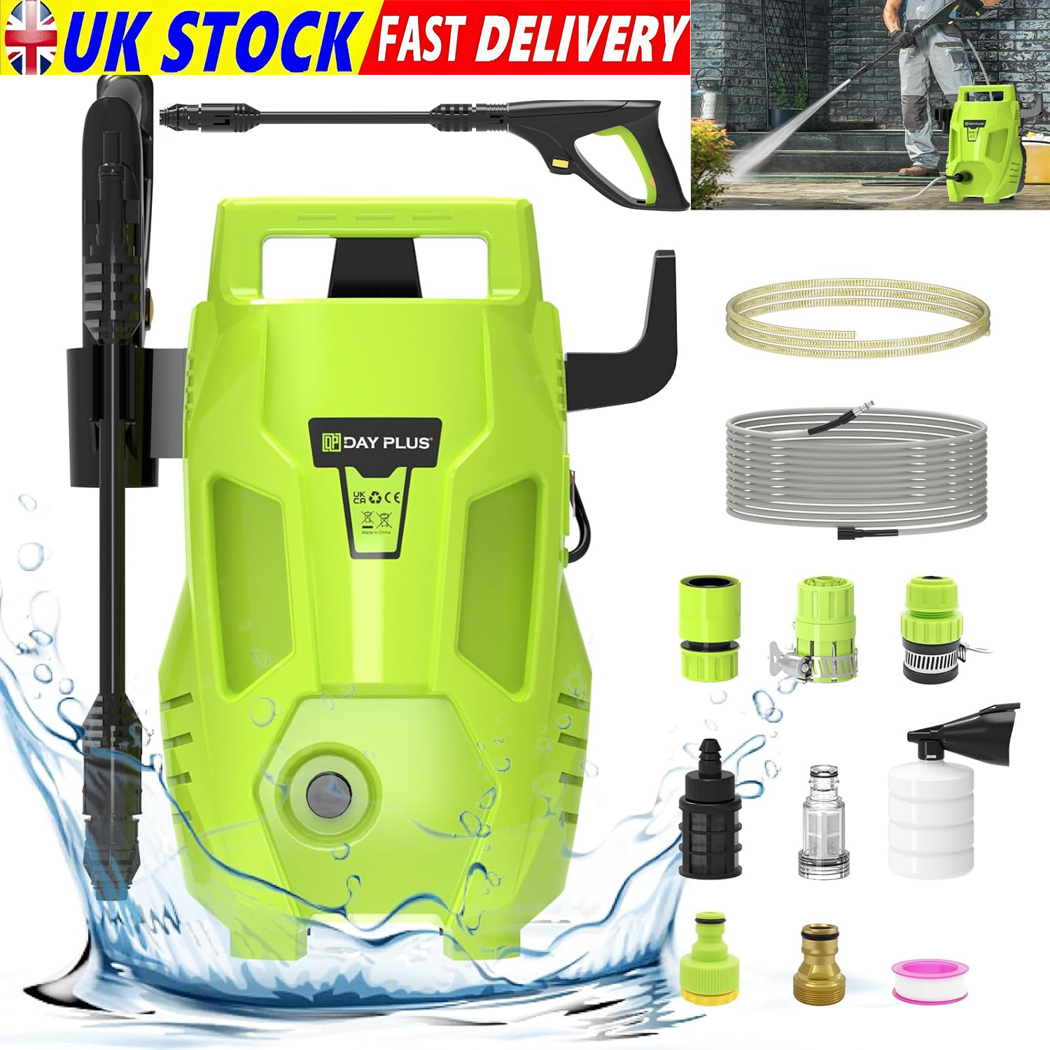TEMU Pressure Washer, 60bar 500ml/ Jet Washer, High Pressure Washer Machine With Adjustable Spray Nozzle, High Power Washers For