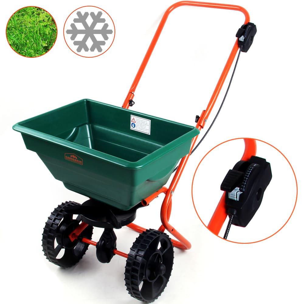 TEMU Gardebruk® 25l Spreader With Adjustable Wheels, Seed And Fertilizer Spreader For Salt, Fertilizer, Lawn, And Seed