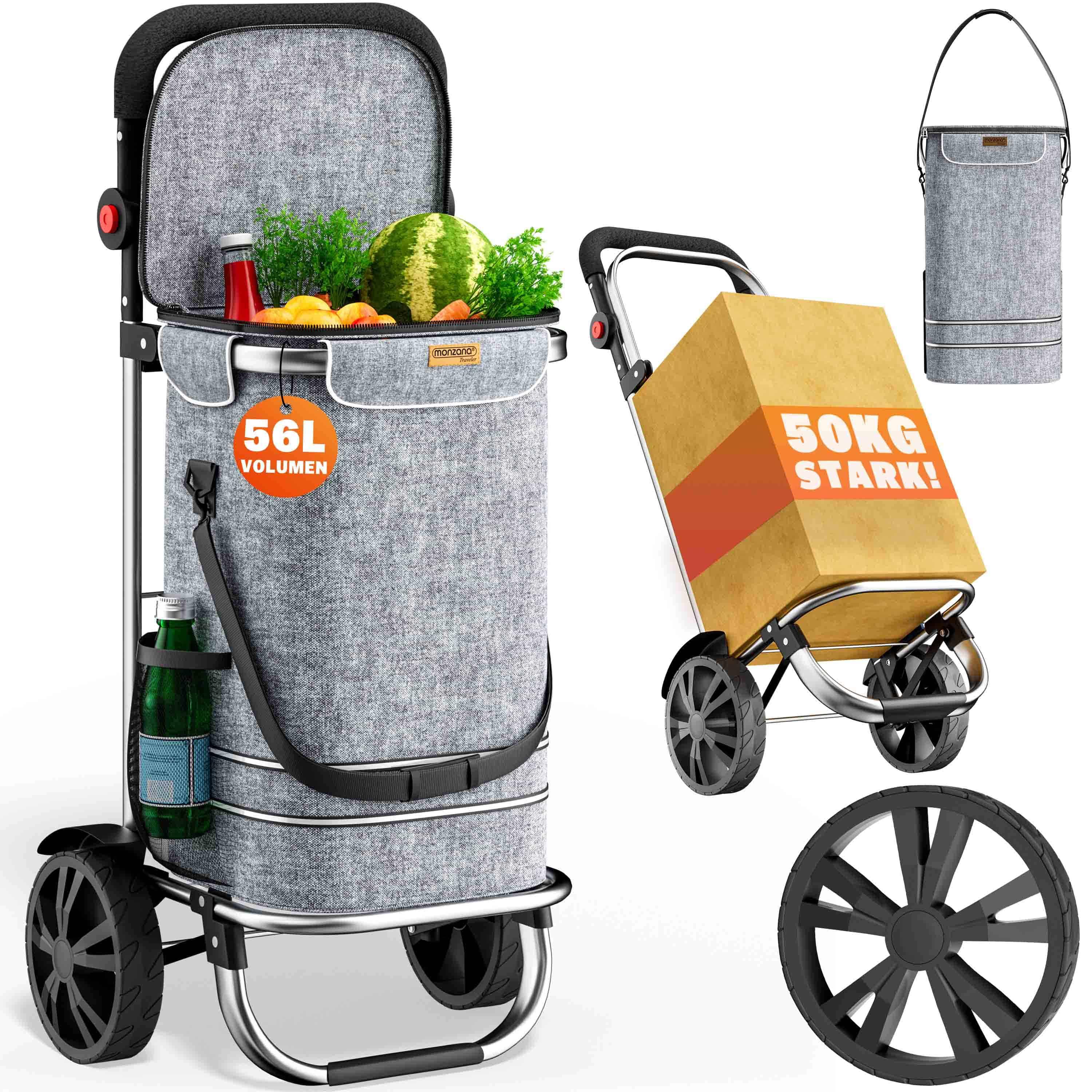 TEMU MONZANA簧 Carrello della 3In1 56L Fino Kg Pieghevole Borsa Rimovibile Carrello per Carrello con Rotelle Aiuto per Hackenporsche