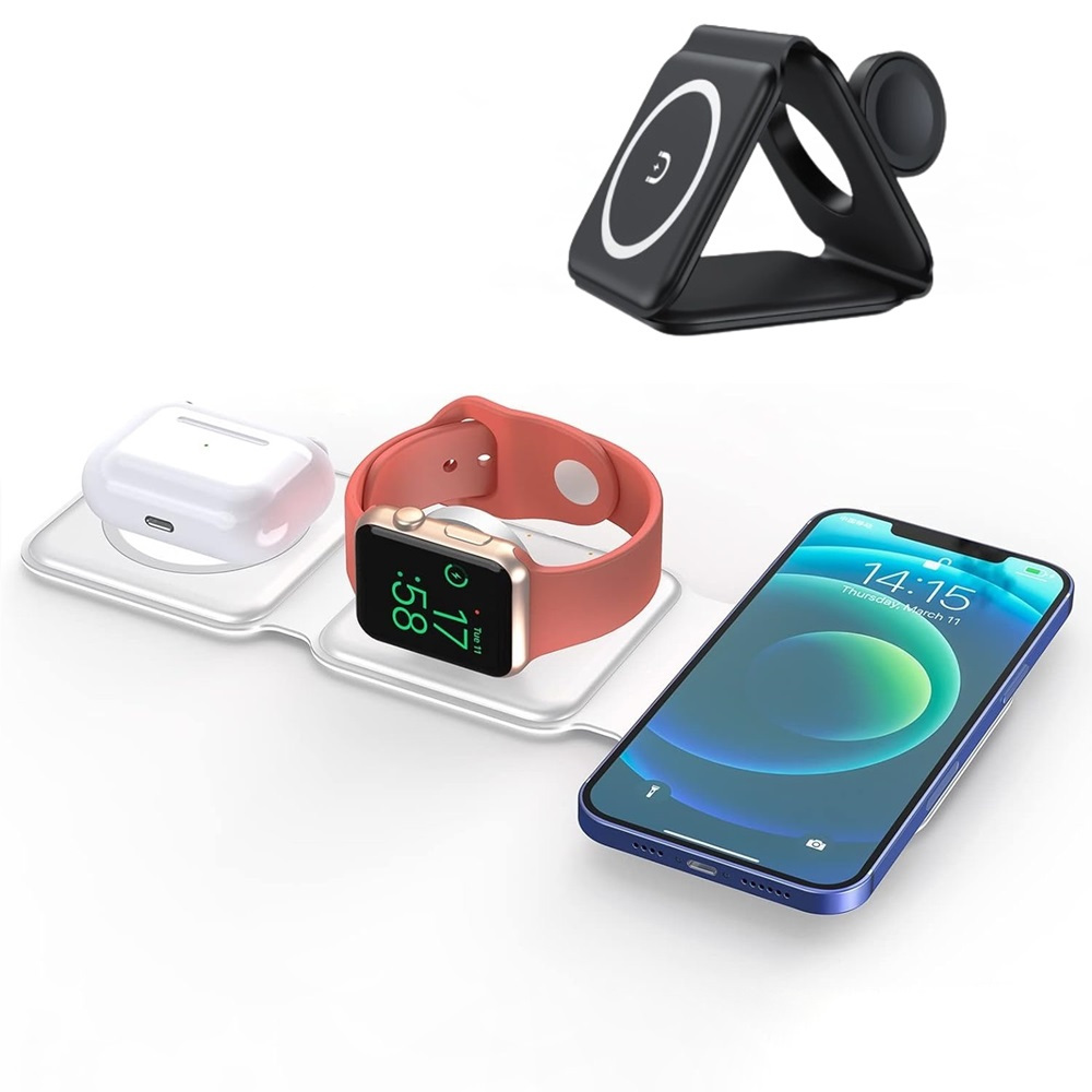 TEMU Caricatore Wireless 3 in 1 Mag-Safe per Dispositivi Apple per per iPhone Apple Watch e AirPods Ricarica Magnetica