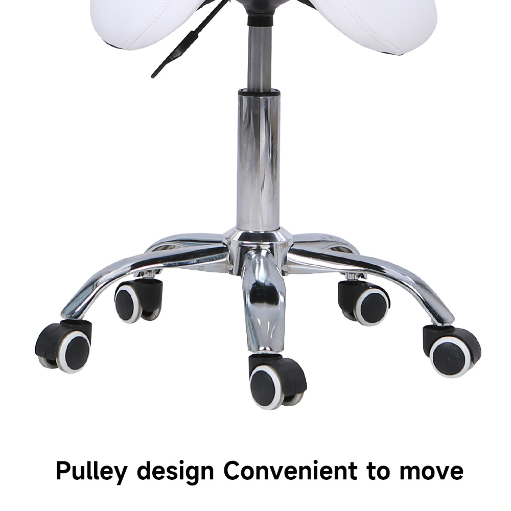 Rolling Saddle Stool with Back Support for Salon Use