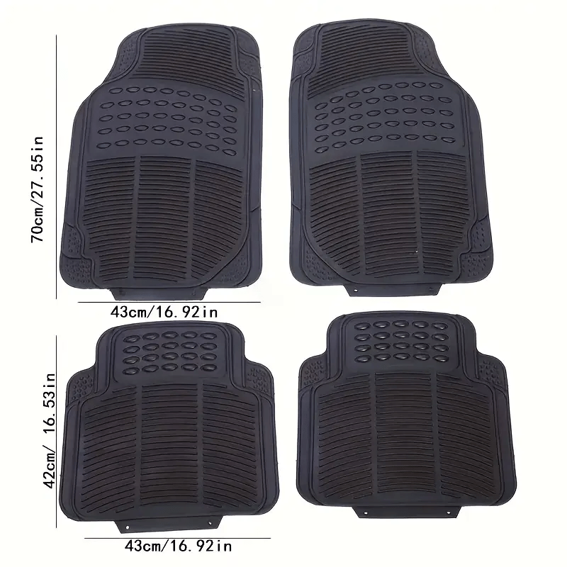 4pcs Universal Car Floor Mats, Premium Pvc Material, Easy To Clean And Cut, Deep Design Provides Protection, Suitable For Cars, Suvs, Trucks, And , Full Set With Grooved Liner Protection