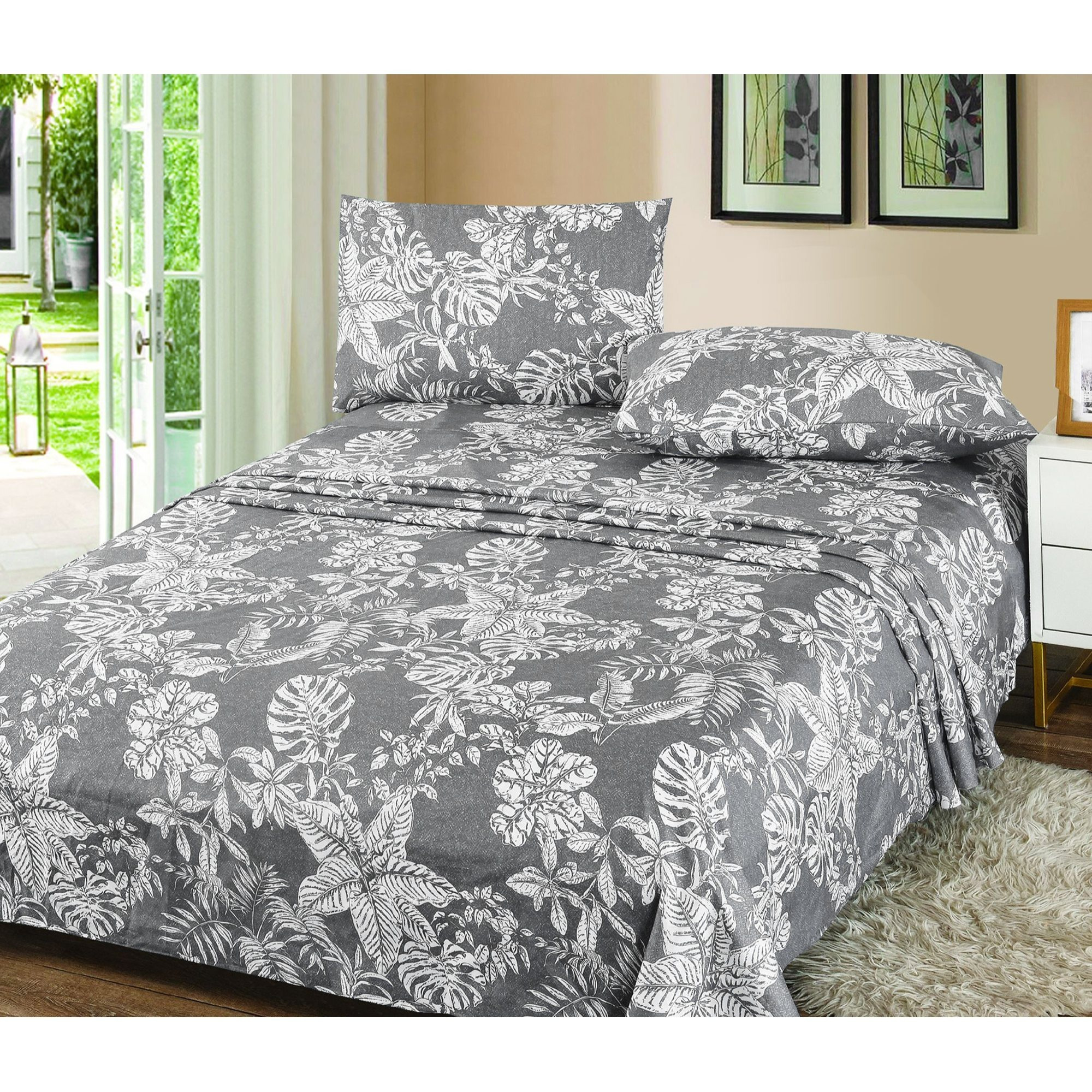 TEMU Juego de Sábanas 3 o 4 Piezas de Microfibra, Tejido Cepillado Super , Sábana Encimera + Sábana Bajera Ajustable + Fundas de Almohada