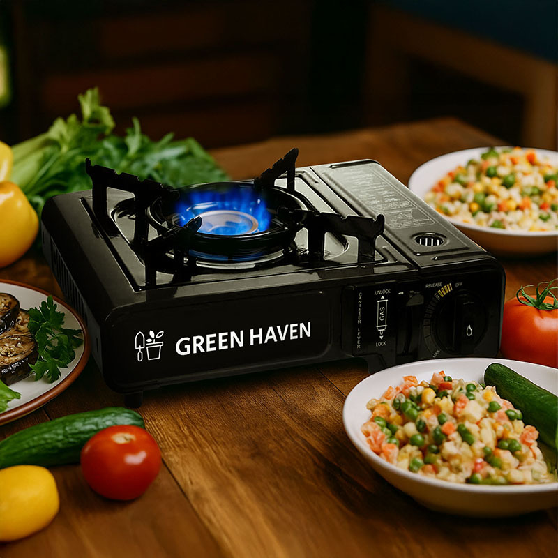 TEMU Portable Camping Gas Stove With Carry Case, Single Burner Outdoor Cooking Equipment, Automatic Ignition & Heat Control, En417 Compatible, No