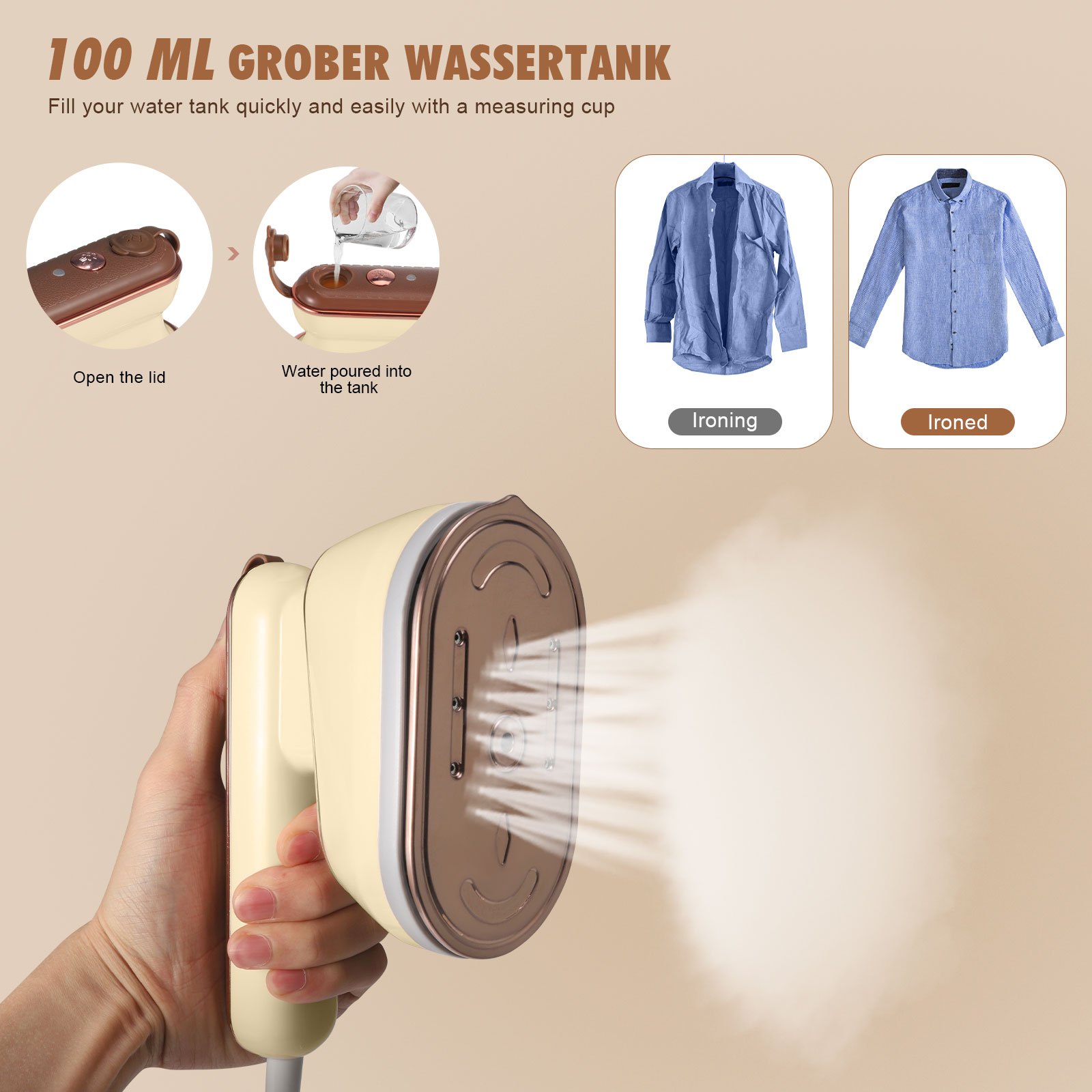 TEMU Mini Steam Iron, 800 Steam Iron, 10 Heating Travel Iron, Portable Travel Iron, Small Iron Steam For Home On The Go, Hand Steam Iron Steam Brush