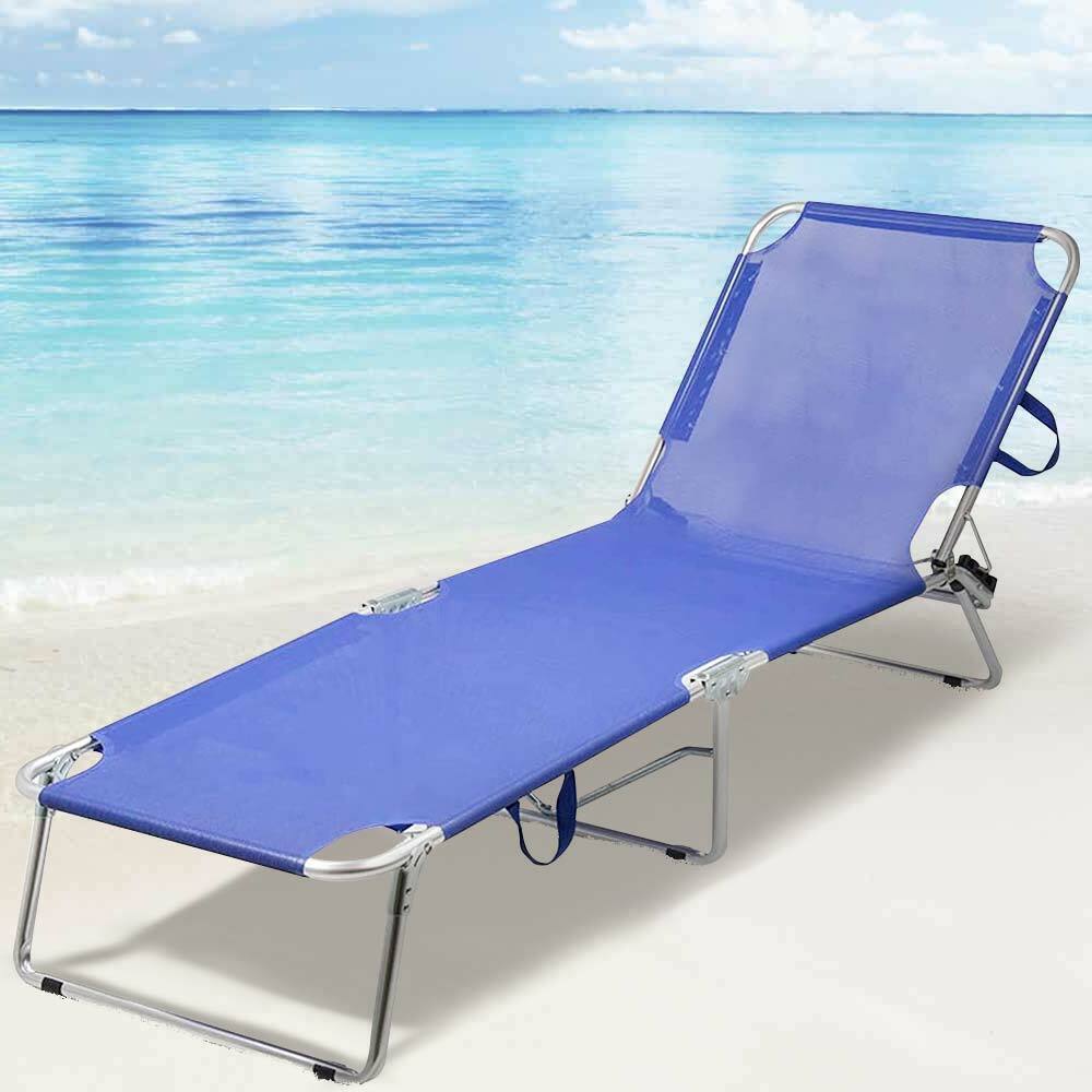 TEMU Bakaji Folding Sun Lounger Reclining Beach Chair Space-saving Fabric And Aluminum Frame Breathable For Beach Pool Relaxation 190 X 58 X 27 Cm